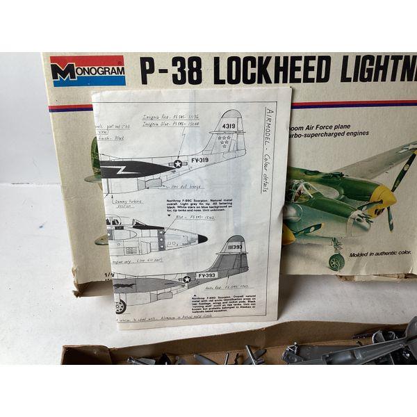 Monogram P-38 Lockheed Lightning, 1/48 Scale, Unassembled Model Kit