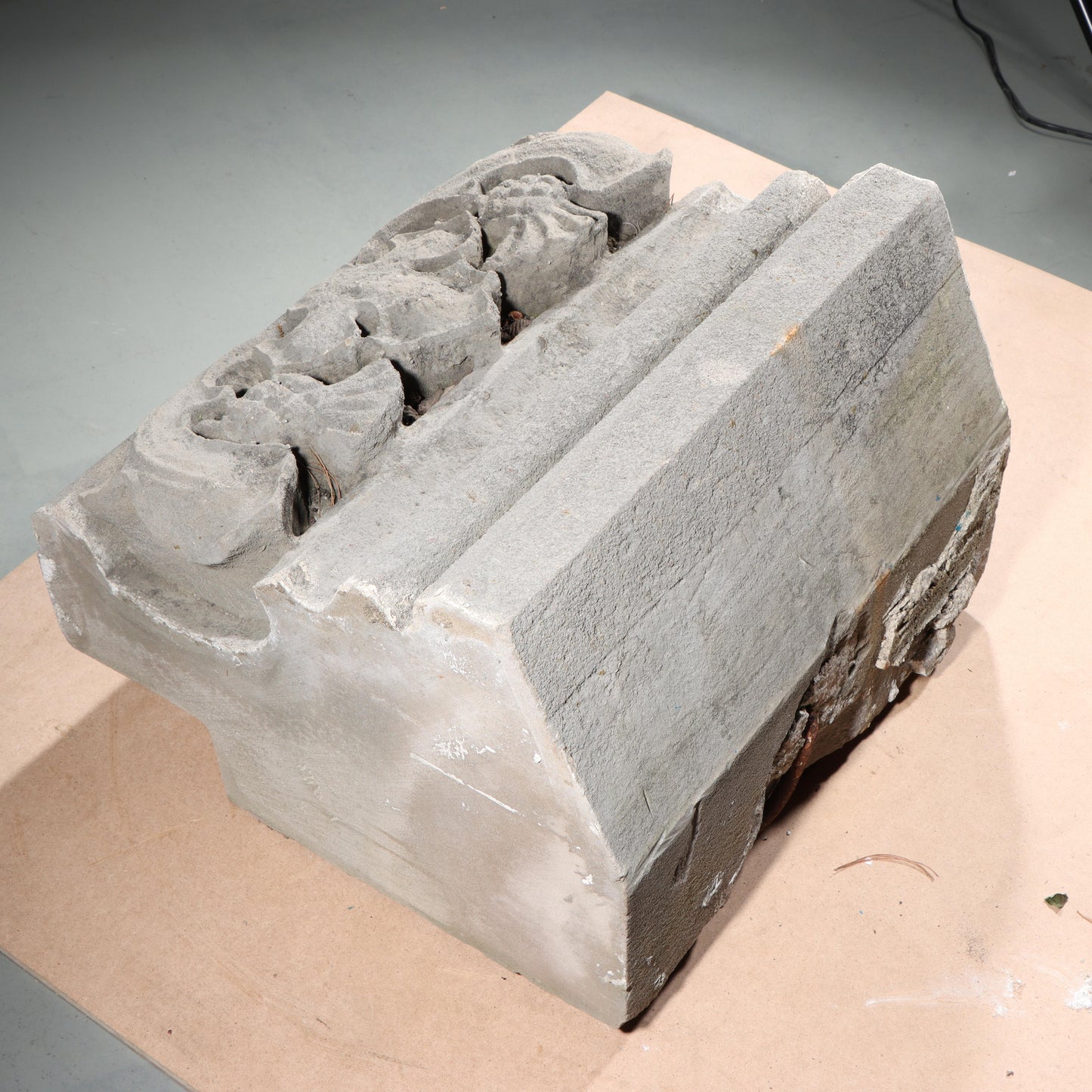 Pineapple fruit / Thistle and foliate border block; 1920s Harlem, New York, Gothic Style Architectural Limestone Facade Carving 20"H x 20"W