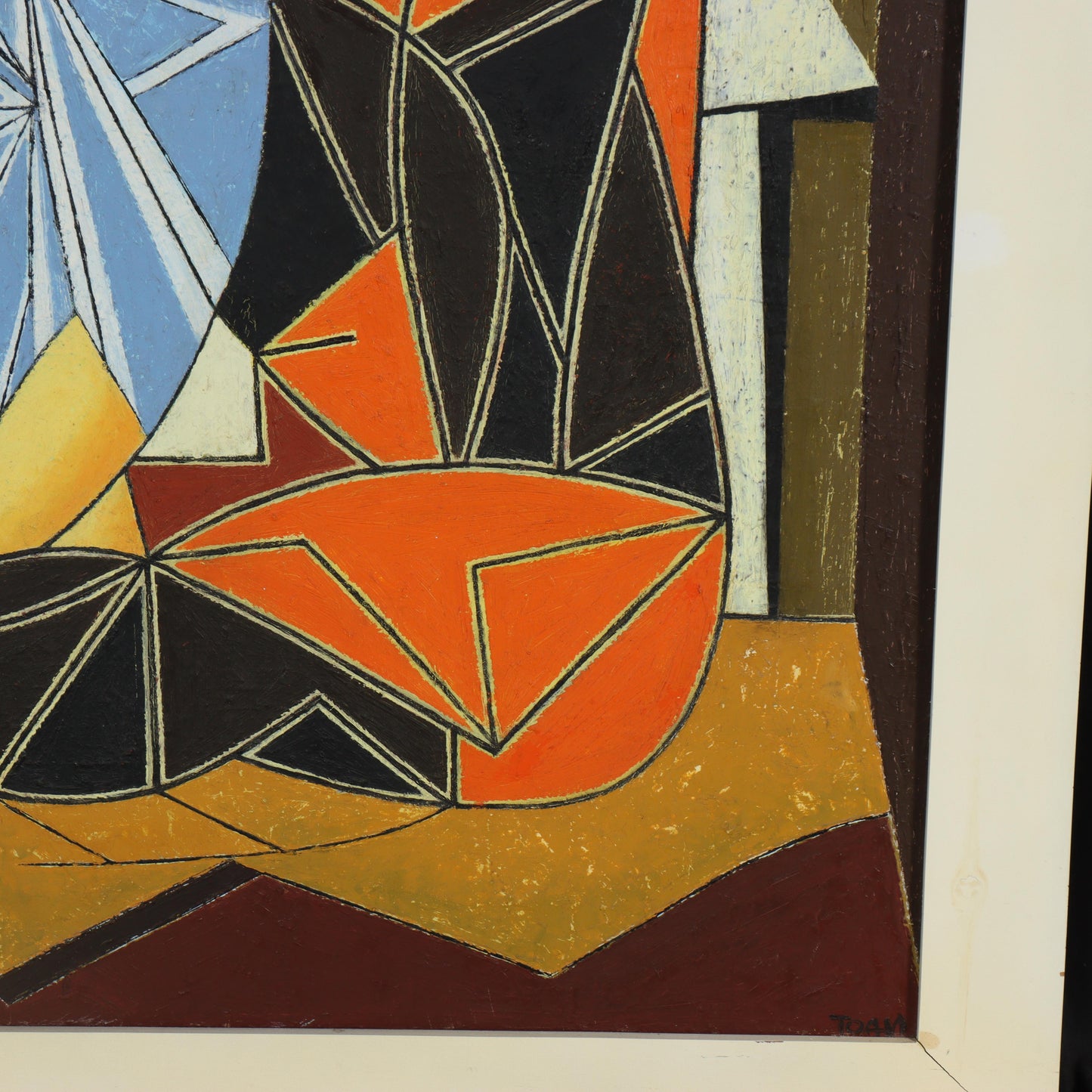 Vu Duc Toan, Vietnamese (b.1962), cubist figures, oil on canvas, 57"H x 36 1/2"W(sight), 64 1/4"H x 43 1/2"W(frame)