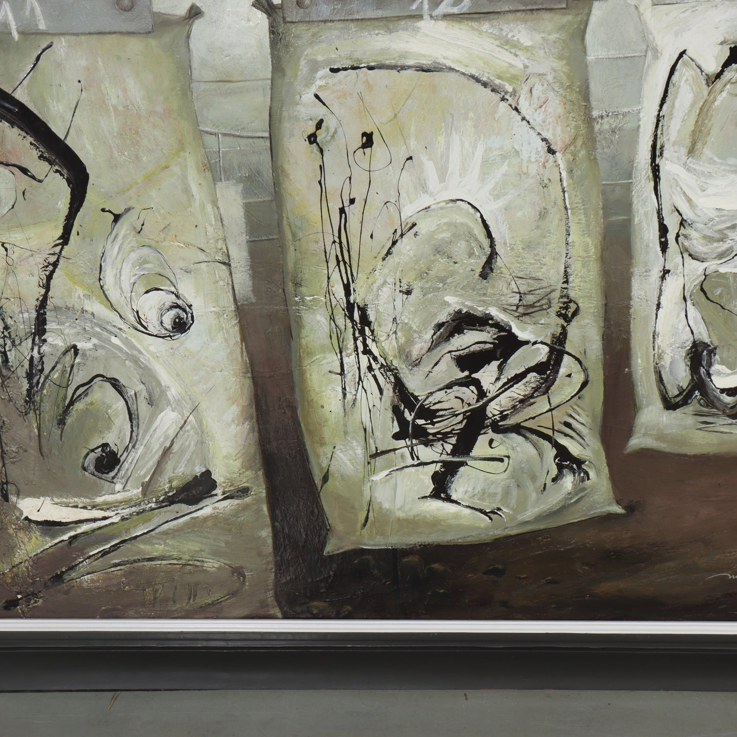 Mai Duy Minh, Vietnamese (b.1976), Spirit Bags, 2001, oil on canvas, 46 3/4"H x 57 1/2"W(stretcher), 55 1/2"H x 67"W(frame)