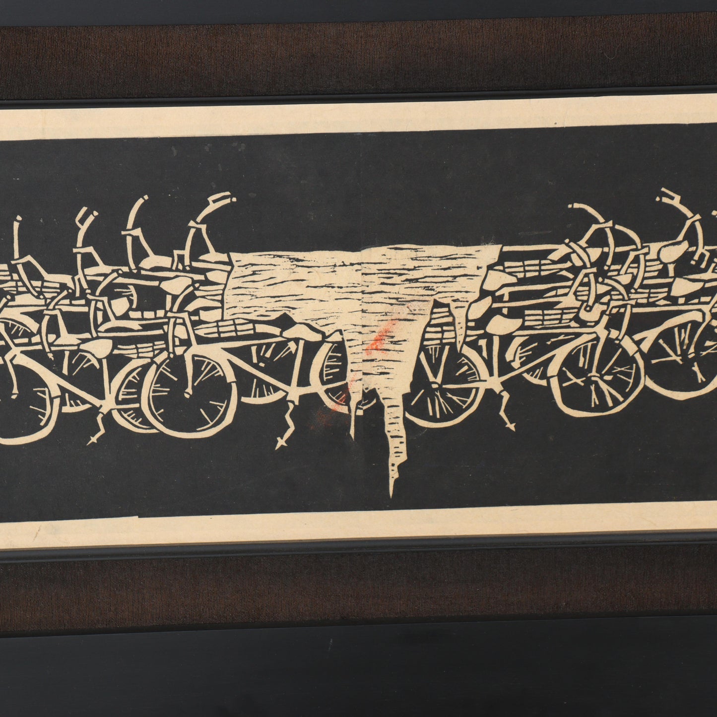 Tran Cong Dung, Vietnamese (b.1969), 2005, large scale woodcut on rice paper, 11 1/2"H x 62"W(stretcher), 23 1/4"H x 73 3/4"W(frame)
