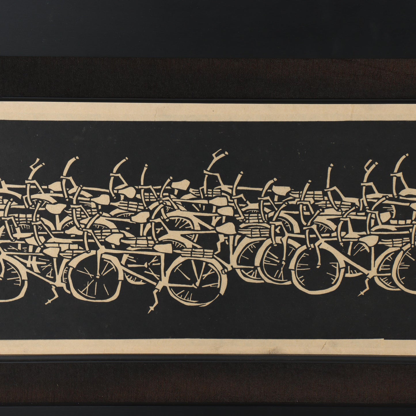 Tran Cong Dung, Vietnamese (b.1969), 2005, large scale woodcut on rice paper, 11 1/2"H x 62"W(stretcher), 23 1/4"H x 73 3/4"W(frame)