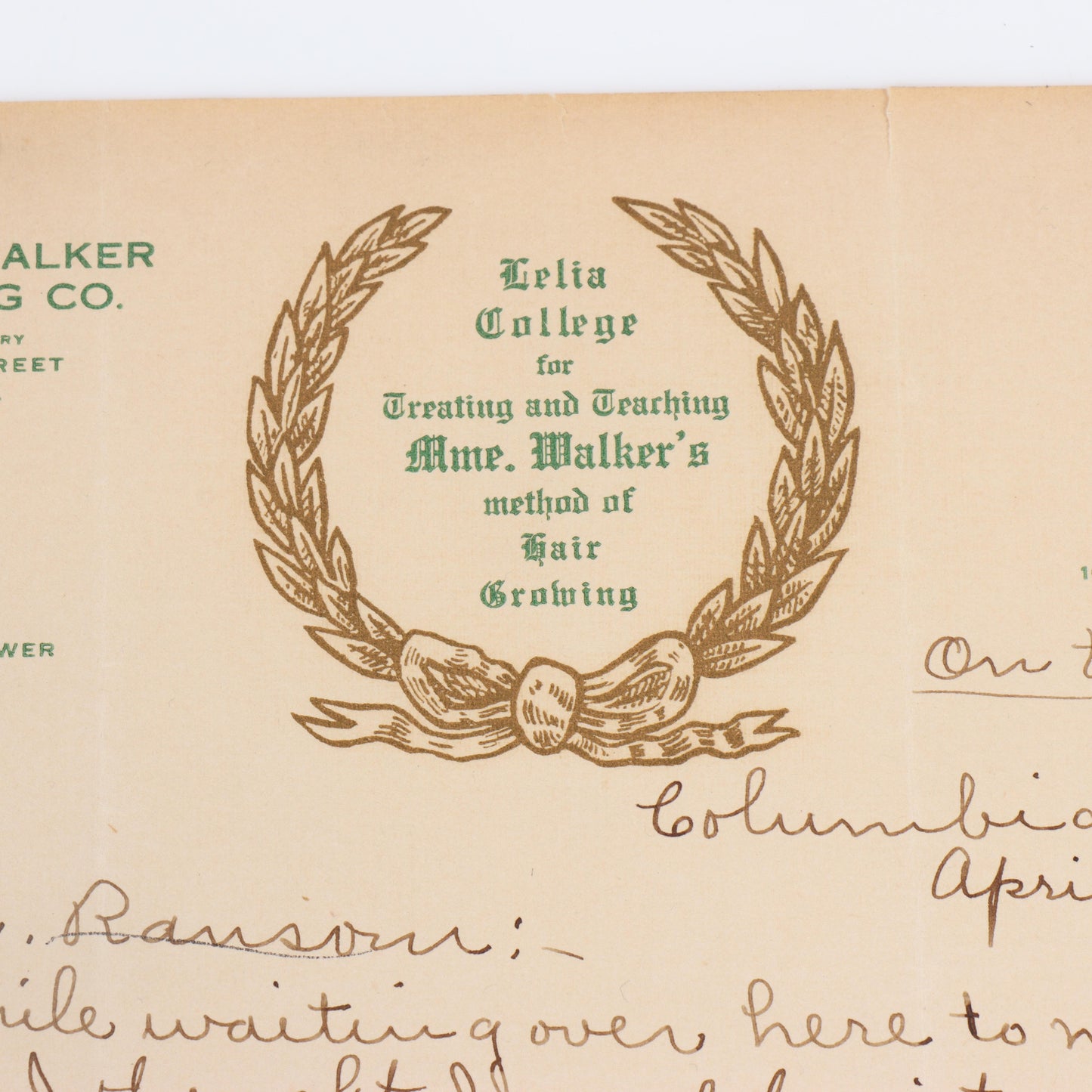 Letter Written By Madam C.J. Walker To Attorney & Office Manager, 04/17/1917 10 1/2"H x 8 1/2"W