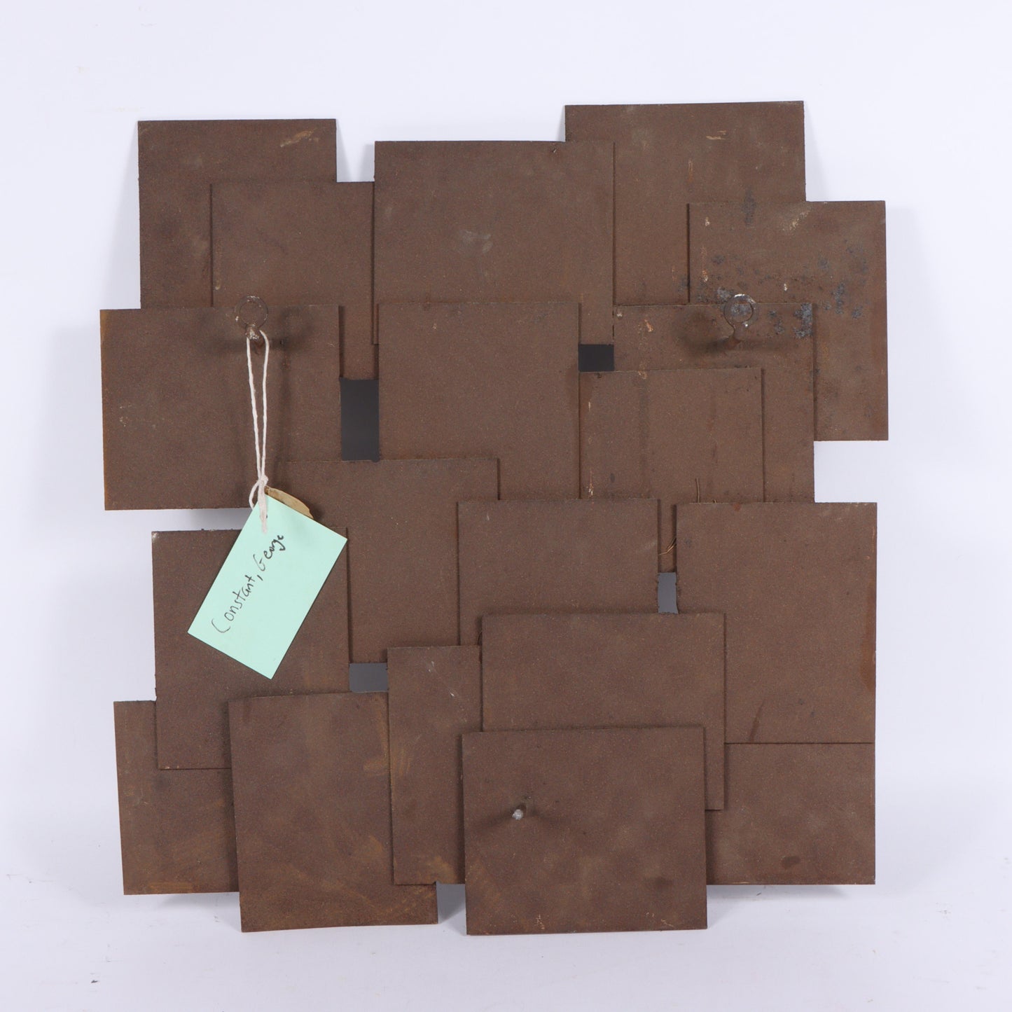 George Zachary Constant, American (1892 - 1978), brutalist wall hanging sculpture, bronze plate construction, 26"H x 24 1/2"W