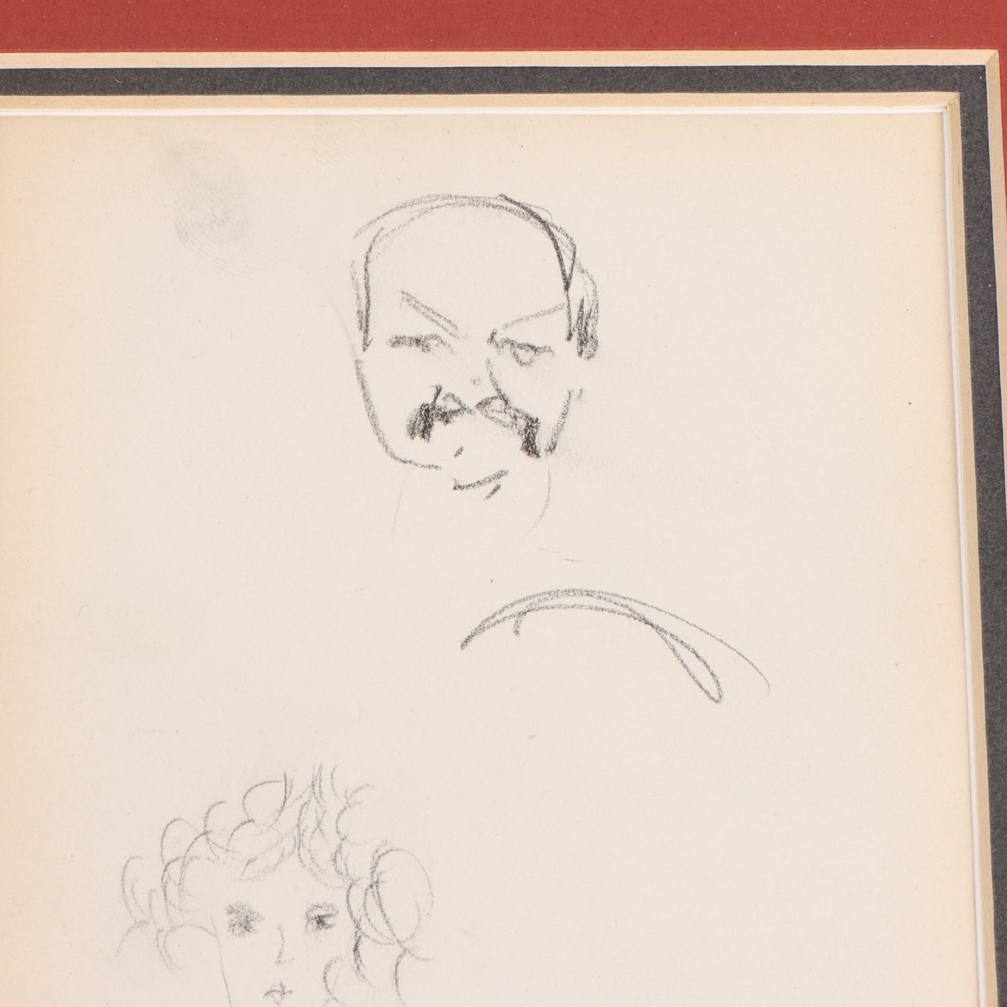 George Benjamin Luks, American (1867-1933), 2 figural studies; Delinquent Tax, Study, graphite on paper, 11"H x 8 1/2"W(paper), 14"H x 12"W(mat) - larger