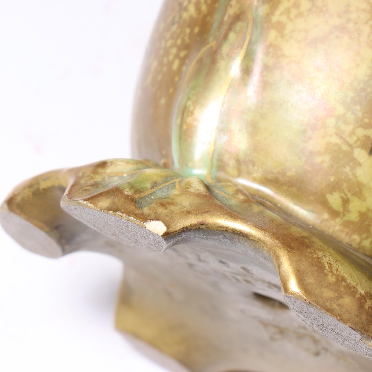 Amphora Austria Art Nouveau orchid flower vase with sculpted handles ca.1900. 10"H x 6 3/4"W