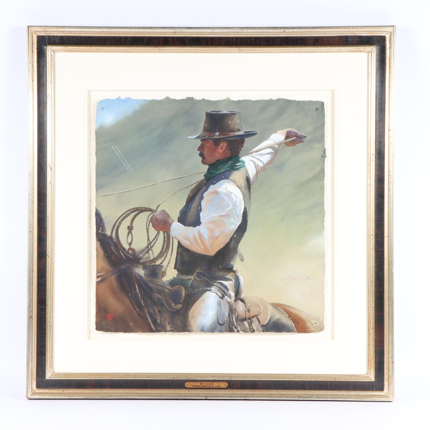 William Matthews, American (b. 1949), No Slack, watercolor on paper, 19"H x 19"W(paper), 29 3/4"H x 29 3/4"W(frame)