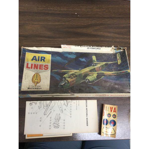 Air Lines Mitchell Bomber - 1/72 Scale, Vintage Kit, Unassembled