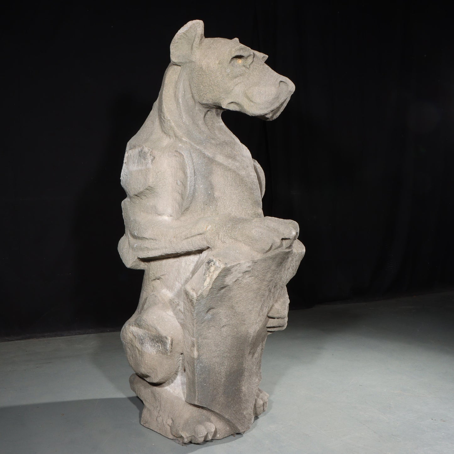 Heraldic Dog Guardian; full body gargoyle/grotesque beast with shield: 1920s Harlem, New York, Gothic Style