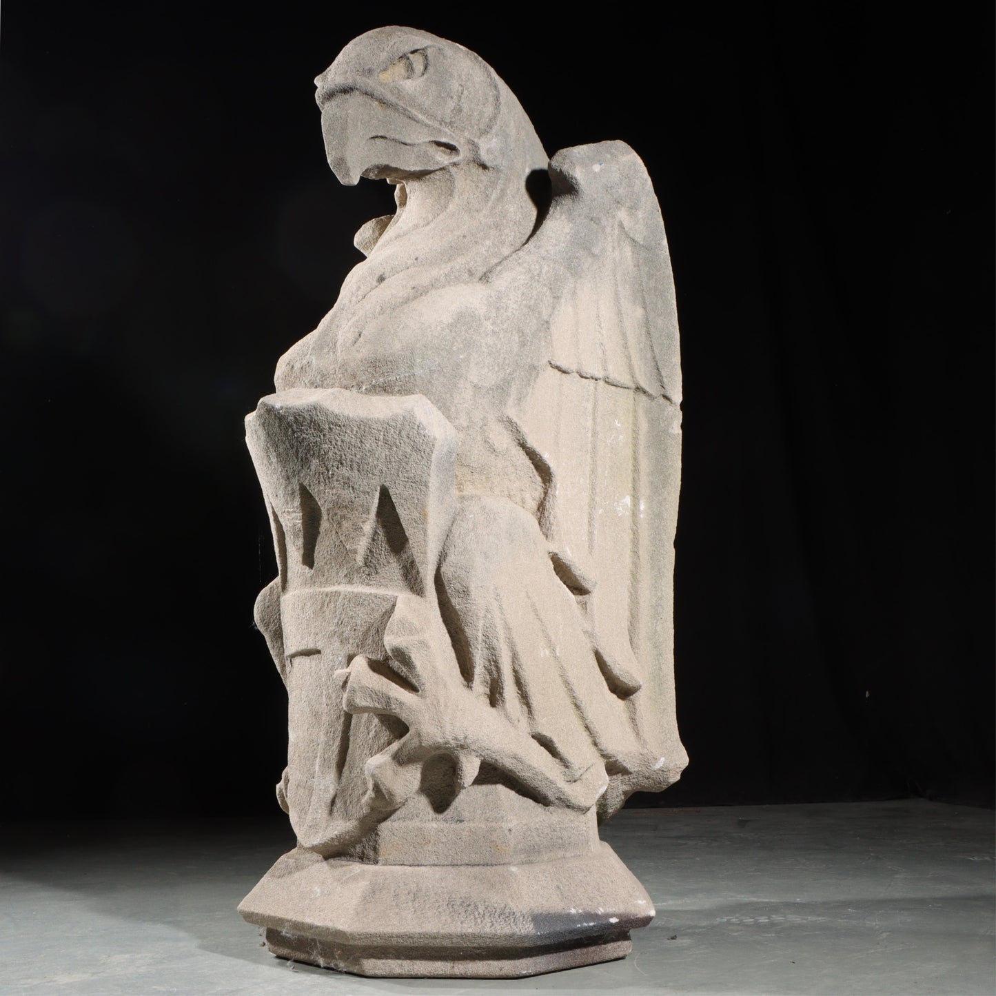 Heraldic Eagle Guardian; full body gargoyle/grotesque beast with shield: Unique American Art Deco design, 1920s Harlem, New York, Gothic Style