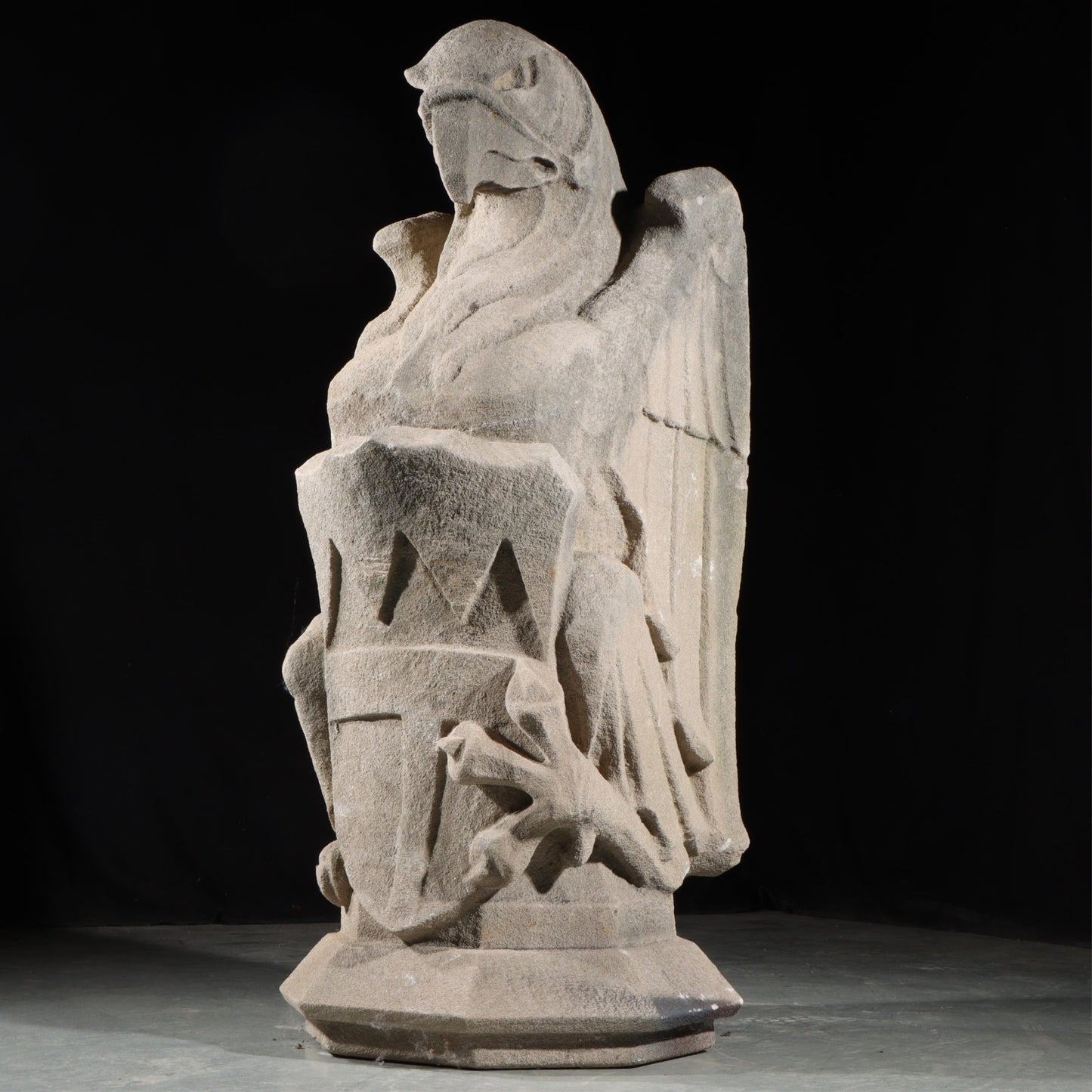 Heraldic Eagle Guardian; full body gargoyle/grotesque beast with shield: Unique American Art Deco design, 1920s Harlem, New York, Gothic Style