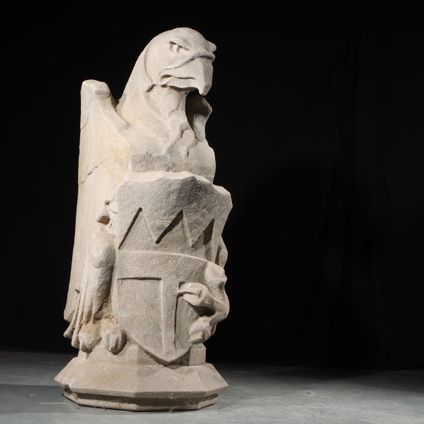 Heraldic Eagle Guardian; full body gargoyle/grotesque beast with shield: Unique American Art Deco design, 1920s Harlem, New York, Gothic Style