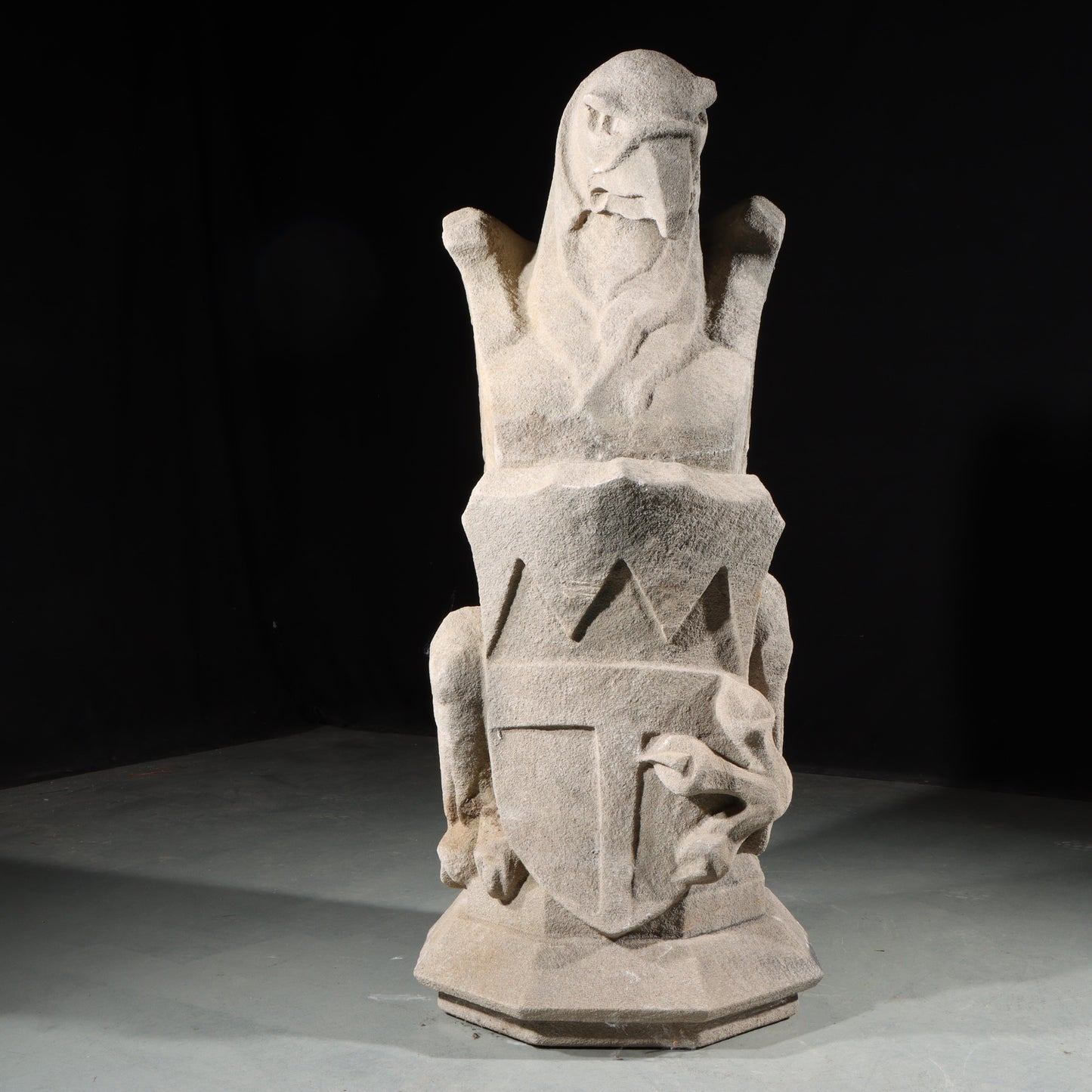 Heraldic Eagle Guardian; full body gargoyle/grotesque beast with shield: Unique American Art Deco design, 1920s Harlem, New York, Gothic Style