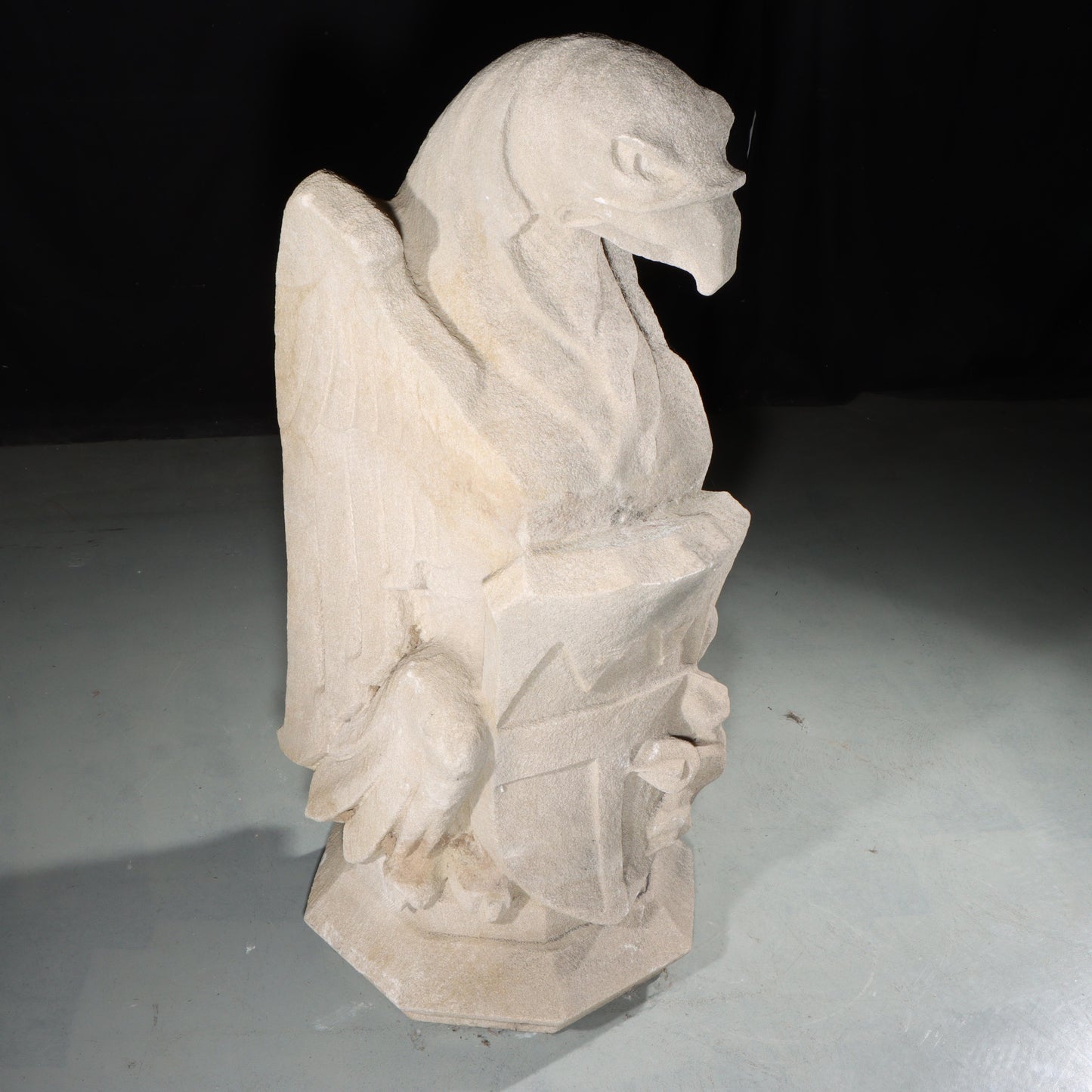 Heraldic Eagle Guardian; full body gargoyle/grotesque beast with shield: Unique American Art Deco design, 1920s Harlem, New York, Gothic Style