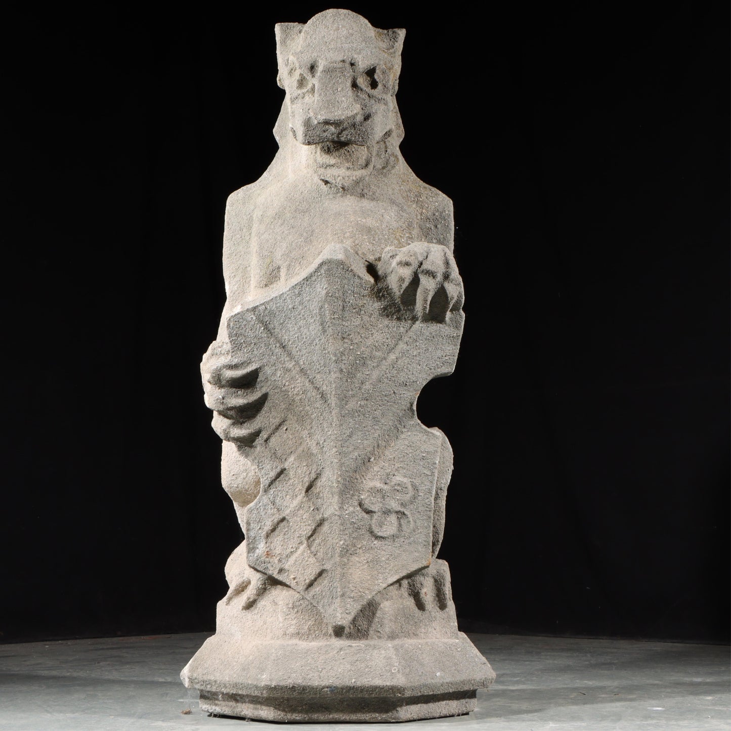 Heraldic Lion Guardian; full body gargoyle/grotesque beast with shield: 1920s Harlem, New York, Gothic Style