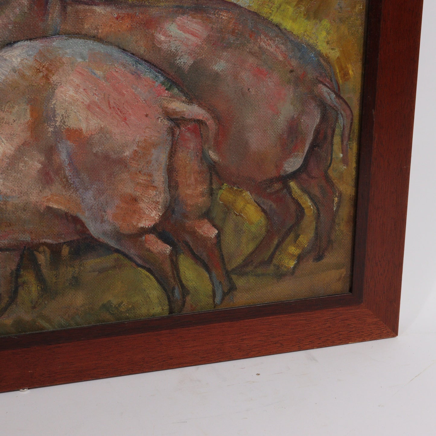 Emanuel Glicenstein Romano, New York / Italy (1897-1984), farmer feeding animals, oil on masonite, 34 1/2"H x 47 1/4"W