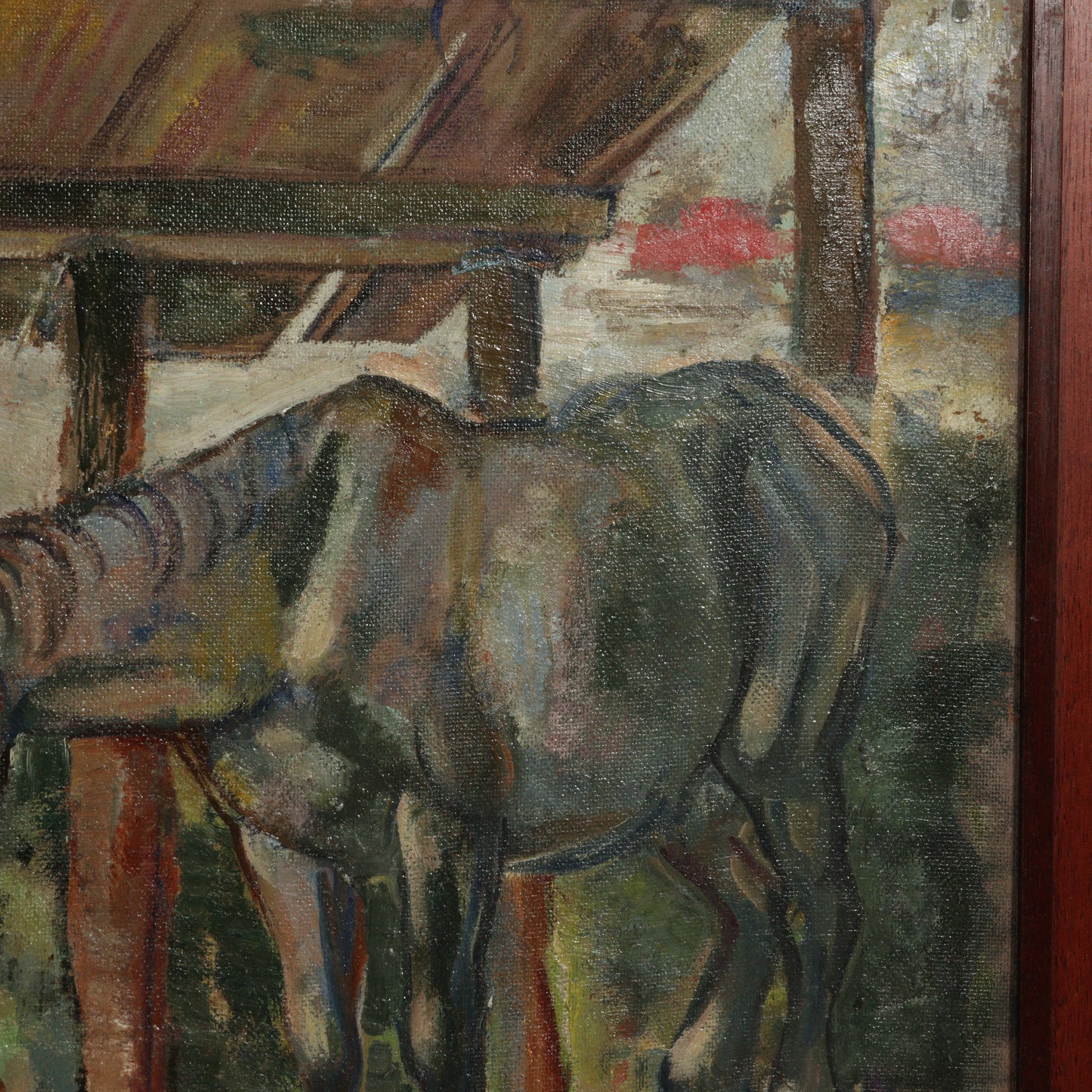 Emanuel Glicenstein Romano, New York / Italy (1897-1984), farmer feeding animals, oil on masonite, 34 1/2"H x 47 1/4"W