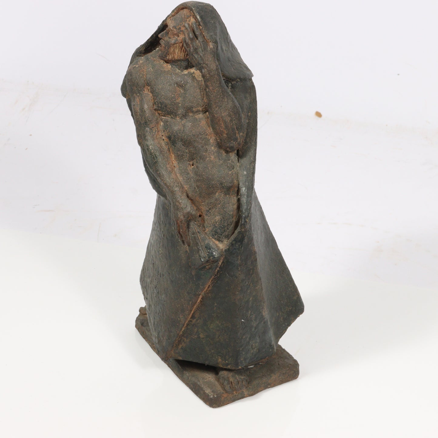 Robert Lohman, Indiana (1919-2001), shrouded cloaked figure, 1946, ceramic sculpture, 15"H x 8"W x 6"D