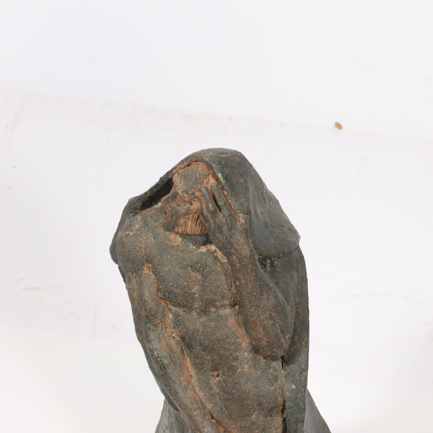 Robert Lohman, Indiana (1919-2001), shrouded cloaked figure, 1946, ceramic sculpture, 15"H x 8"W x 6"D