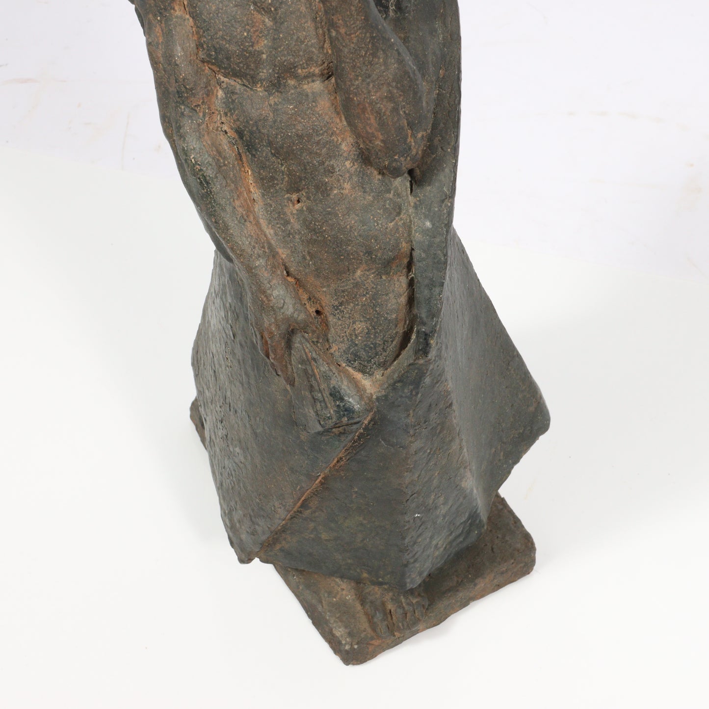 Robert Lohman, Indiana (1919-2001), shrouded cloaked figure, 1946, ceramic sculpture, 15"H x 8"W x 6"D