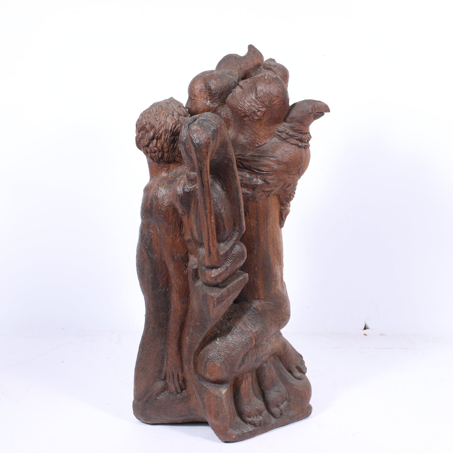 Robert Lohman, Indiana (1919-2001), Family, figural group, 1940s, wood, 30"H x 13"W x 10"D