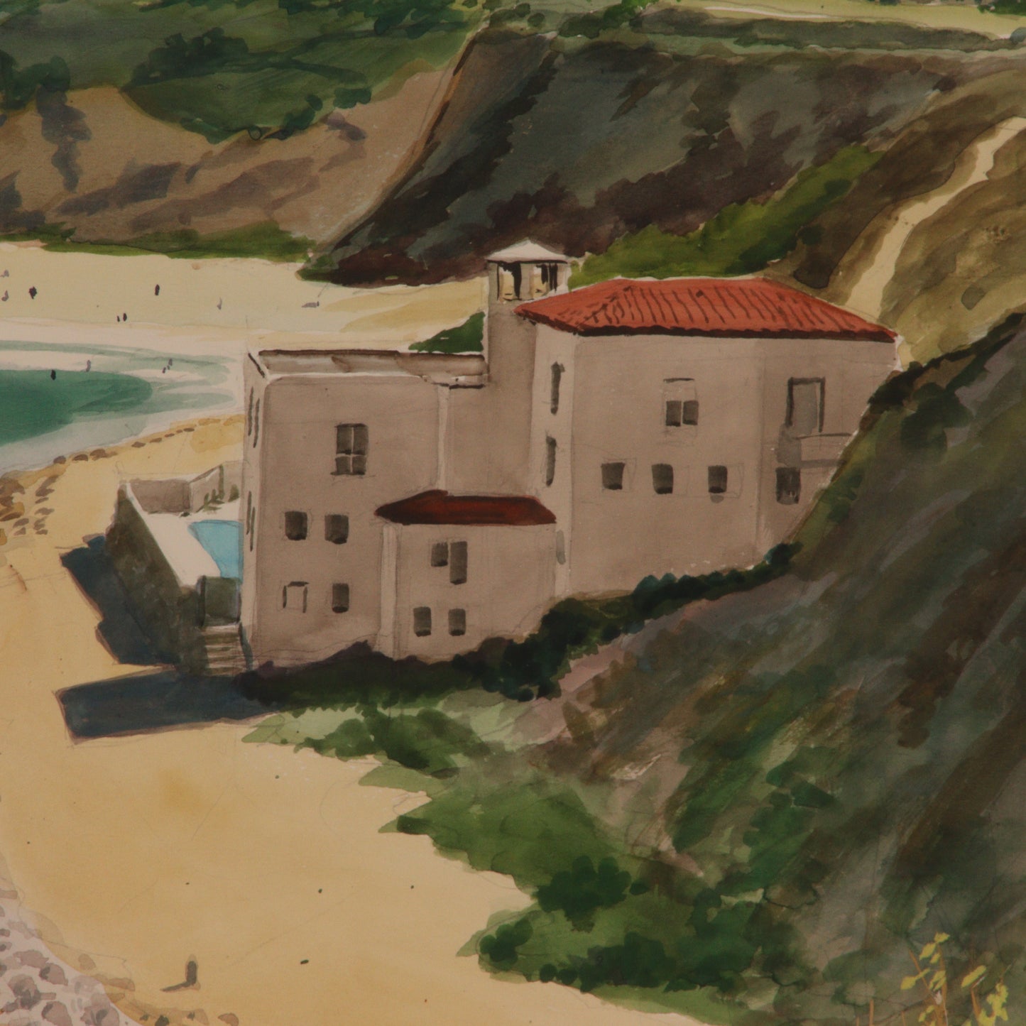 Lawrence Edwin Blazey, Ohio (1902-1999), Coast at Palos Verdes Peninsula California, watercolor on illustration board, 14"H x 18 1/2"W (sight), 22"H x 29"W (frame)