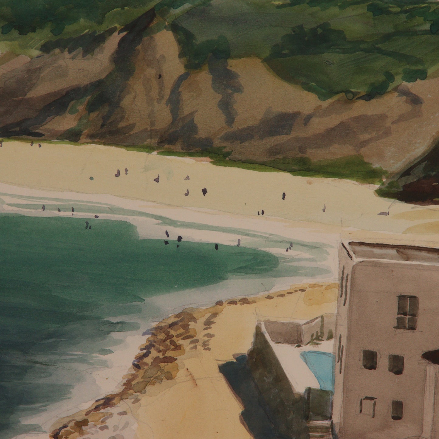 Lawrence Edwin Blazey, Ohio (1902-1999), Coast at Palos Verdes Peninsula California, watercolor on illustration board, 14"H x 18 1/2"W (sight), 22"H x 29"W (frame)