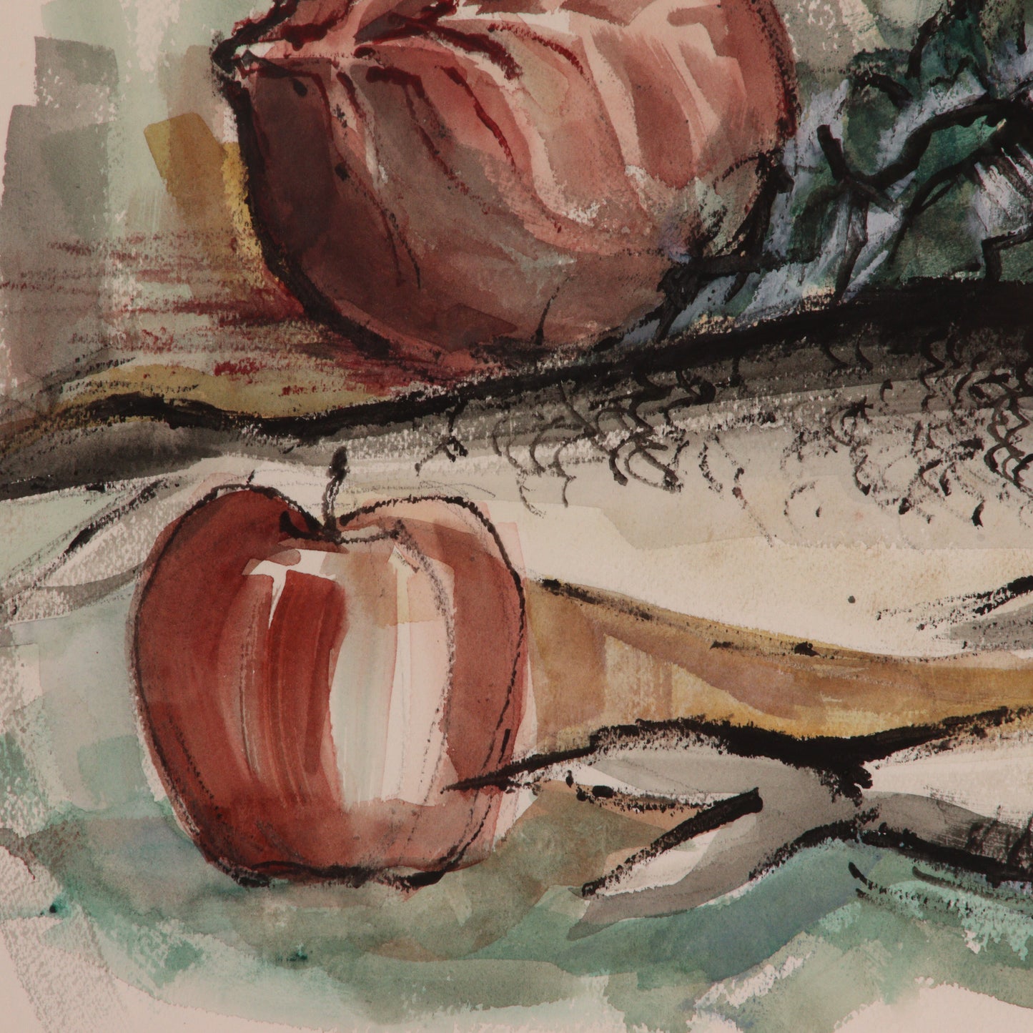 Junji Yamashita, France (b. 1940), Still Life with Fish, 1950s, watercolor on paper, 13"H x 21"W (sight)