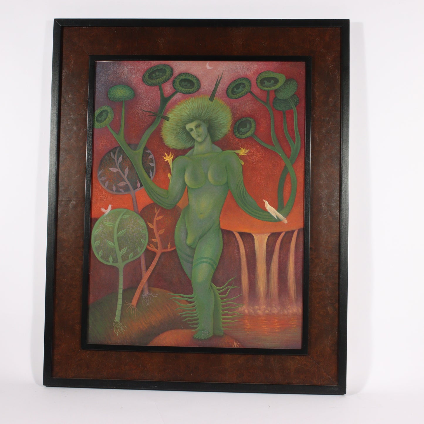 Unknown (20th century), Green Androgyne, surrealist figure oil on canvas 28 1/4"H x 21 1/2"W (sight), 36 1/2"H x 29 1/2"W (frame)