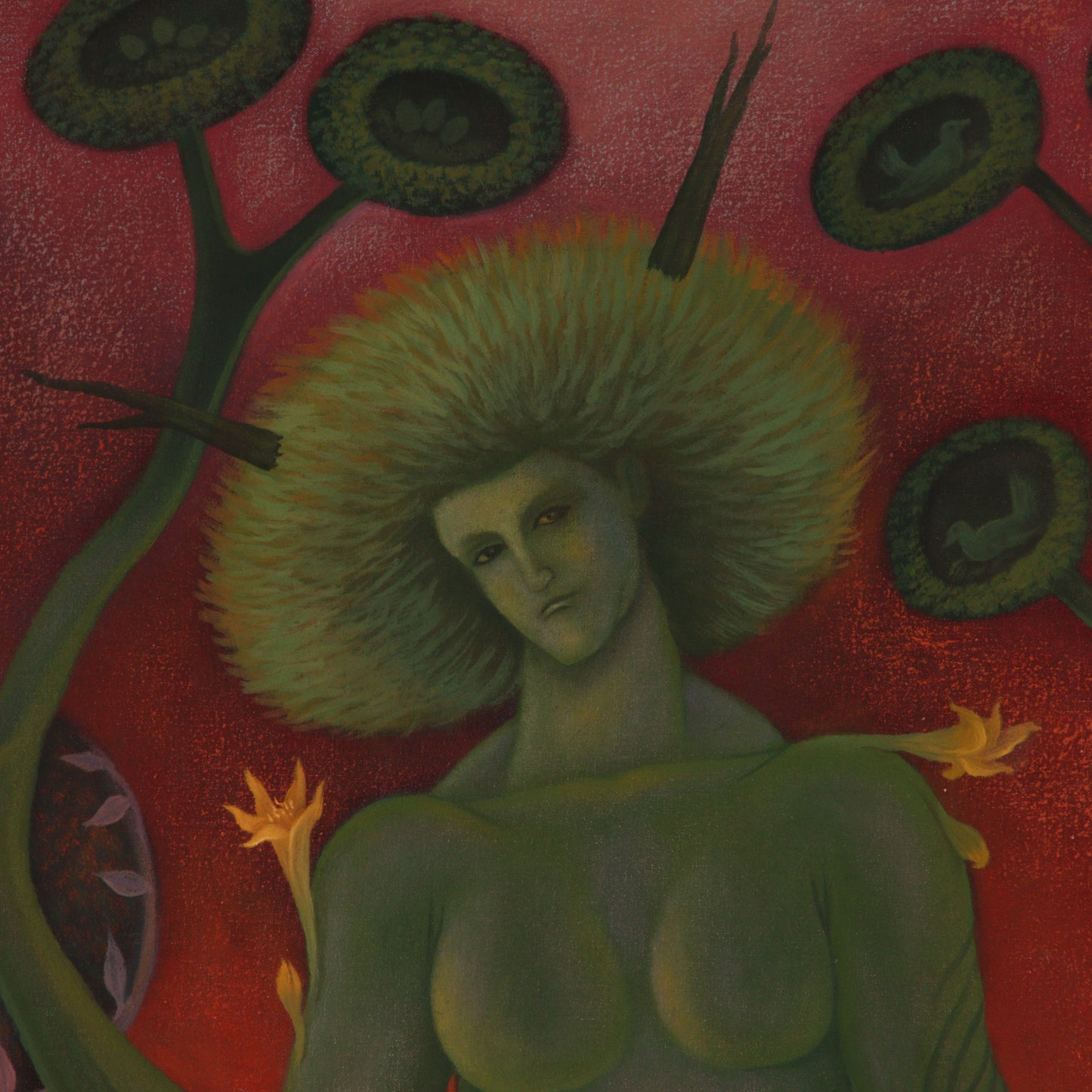 Unknown (20th century), Green Androgyne, surrealist figure oil on canvas 28 1/4"H x 21 1/2"W (sight), 36 1/2"H x 29 1/2"W (frame)