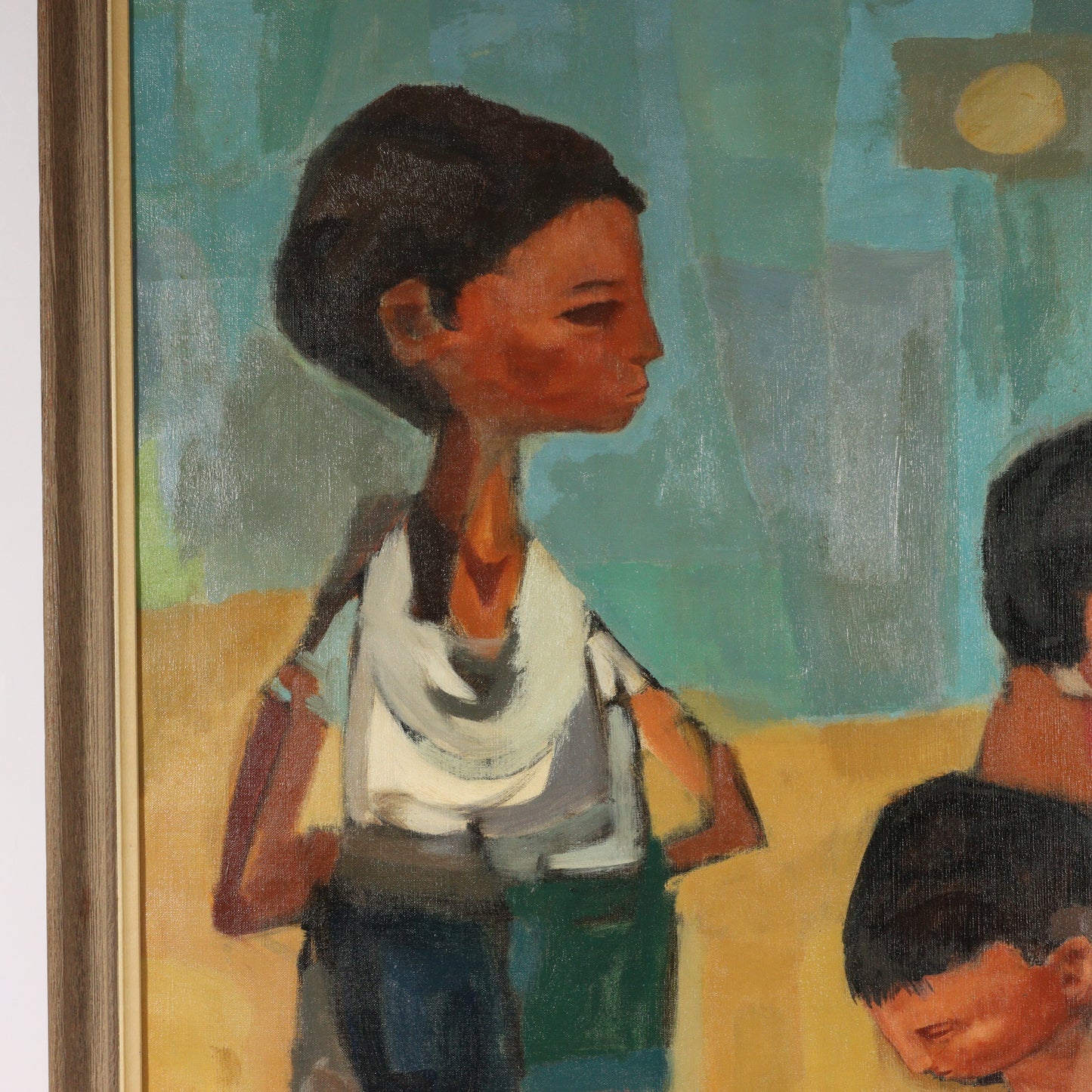 Montano, Spanish (20th century), Children in the Sun, 1958, oil on canvas, 39 1/4"H x 28"W