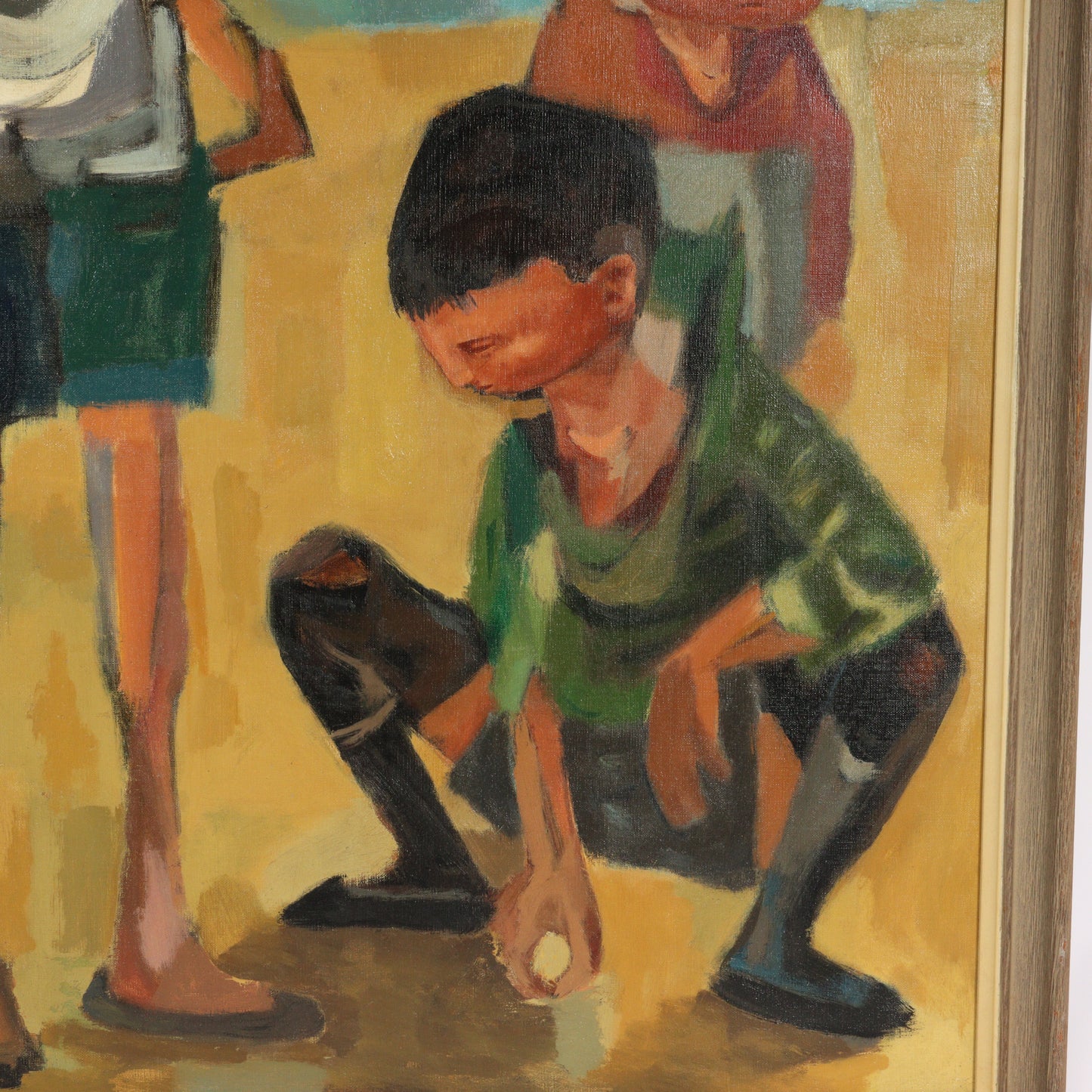 Montano, Spanish (20th century), Children in the Sun, 1958, oil on canvas, 39 1/4"H x 28"W