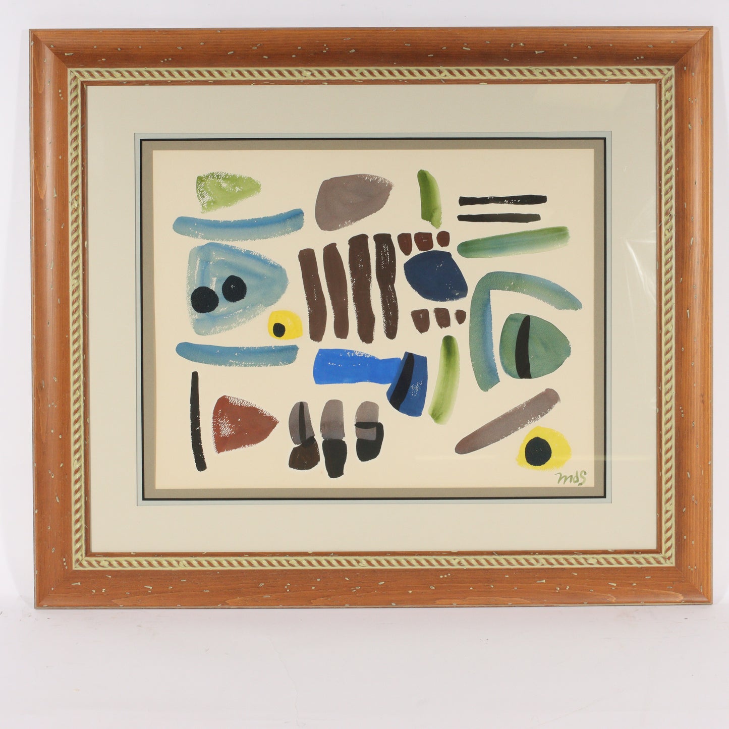 Unknown , modernist (20th Century), MCM, Free Forms, abstract shapes, 1957, gouache on paper, 17"H x 22 1/2"W (sight)