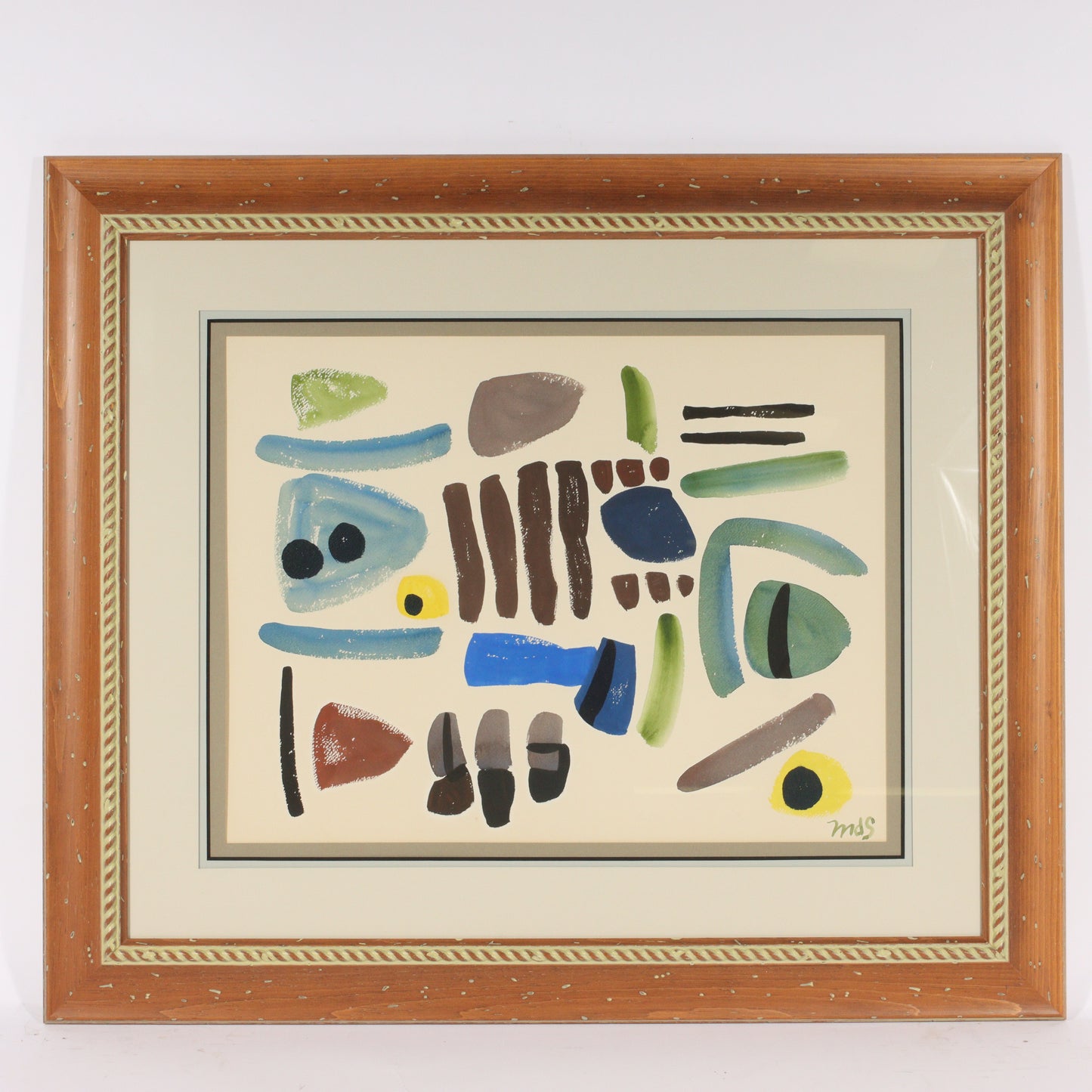 Unknown , modernist (20th Century), MCM, Free Forms, abstract shapes, 1957, gouache on paper, 17"H x 22 1/2"W (sight)