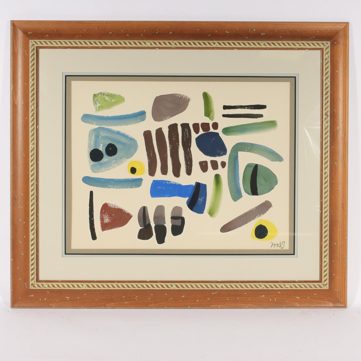 Unknown , modernist (20th Century), MCM, Free Forms, abstract shapes, 1957, gouache on paper, 17"H x 22 1/2"W (sight)