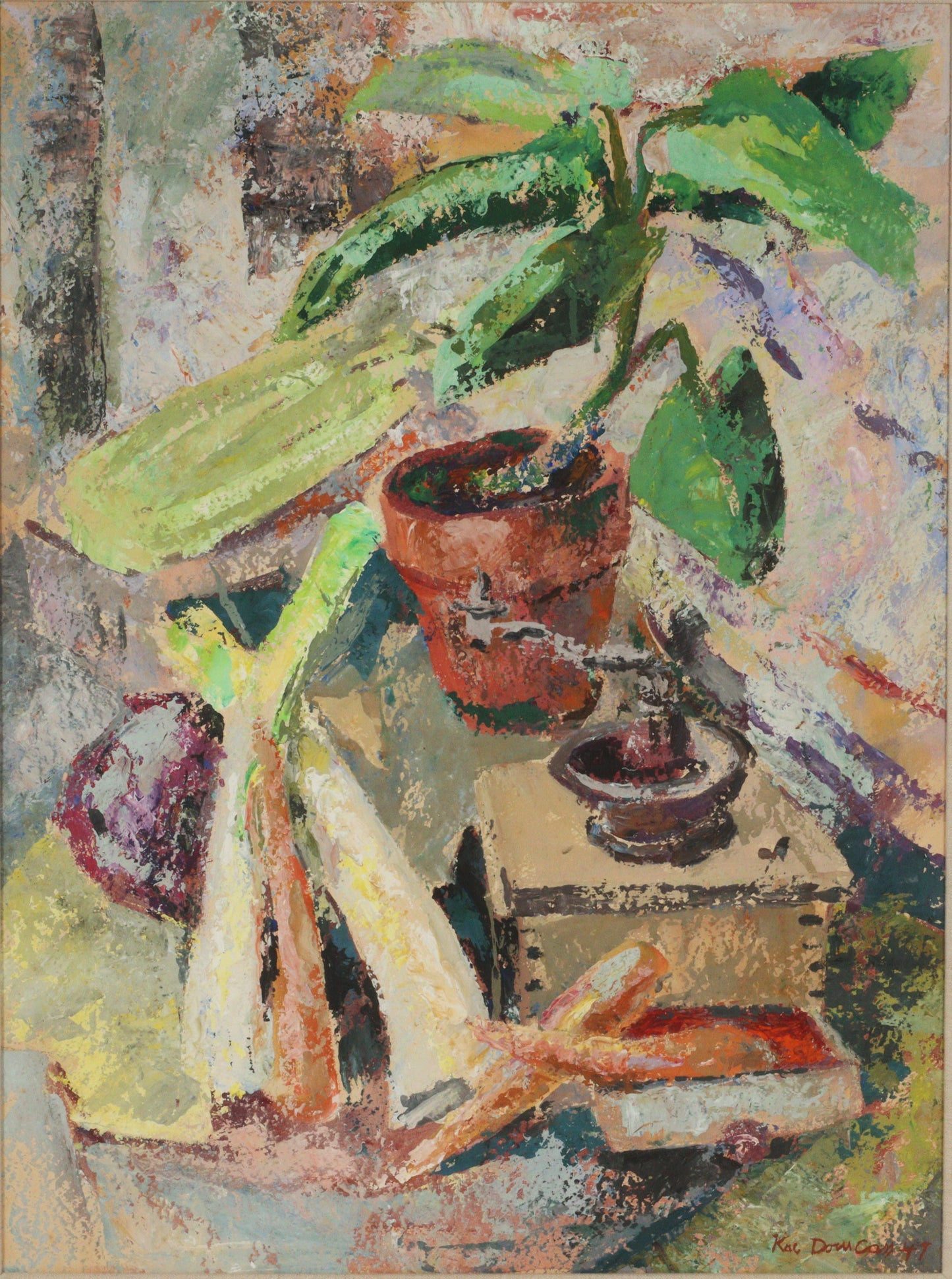 Kae Dorn Cass, Ohio (1901 - 1971), still life, 1947, gouache on paper, 24"H x 18"W (sight)