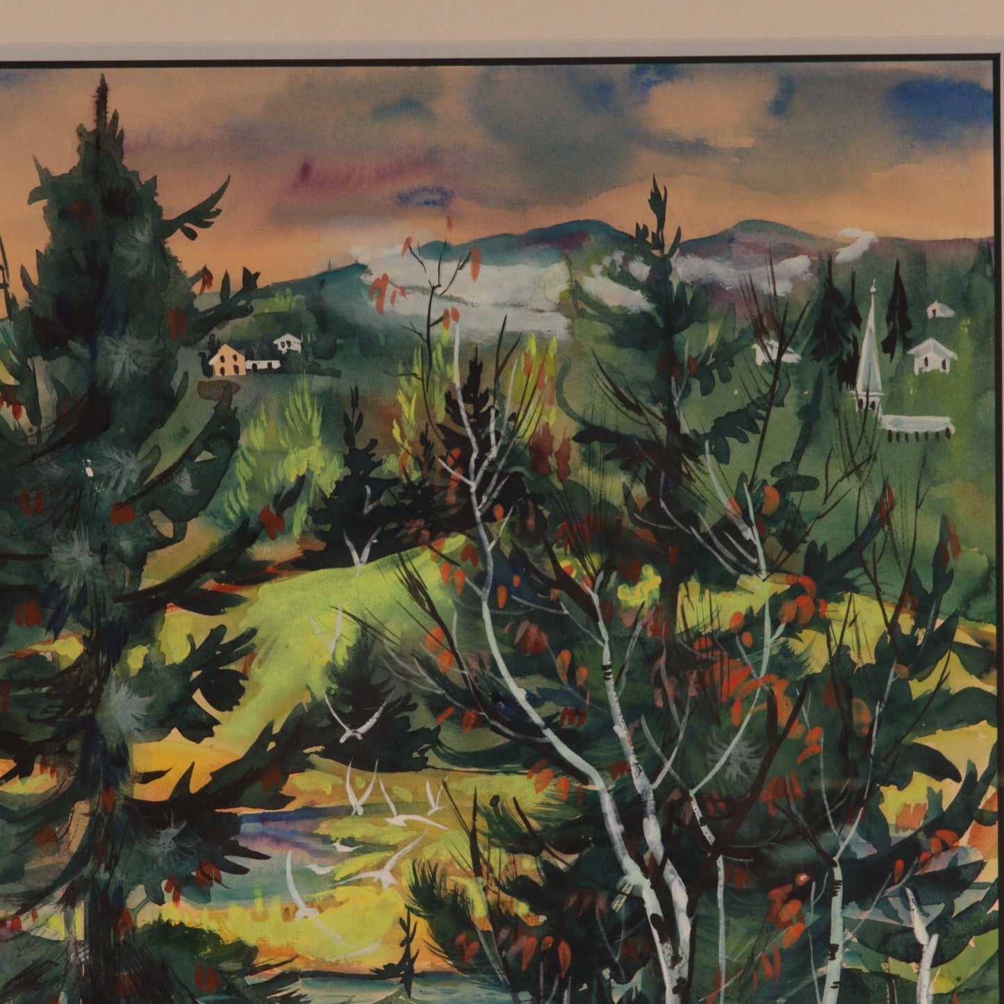Marion Bryson, American (20th century), Stone Isle, Maine, landscape, watercolor on paper, 23 1/2"H x 17 1/2"W (sight)