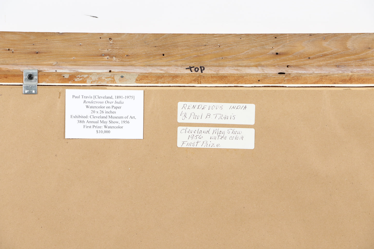 Paul Travis, Ohio (1891 - 1975), Rendezvous Over India, 1956, Watercolor on paper, 19 1/2"H x 25 1/4" (sight), 28 1/2"H 34 1/4"W x 2"D (frame)