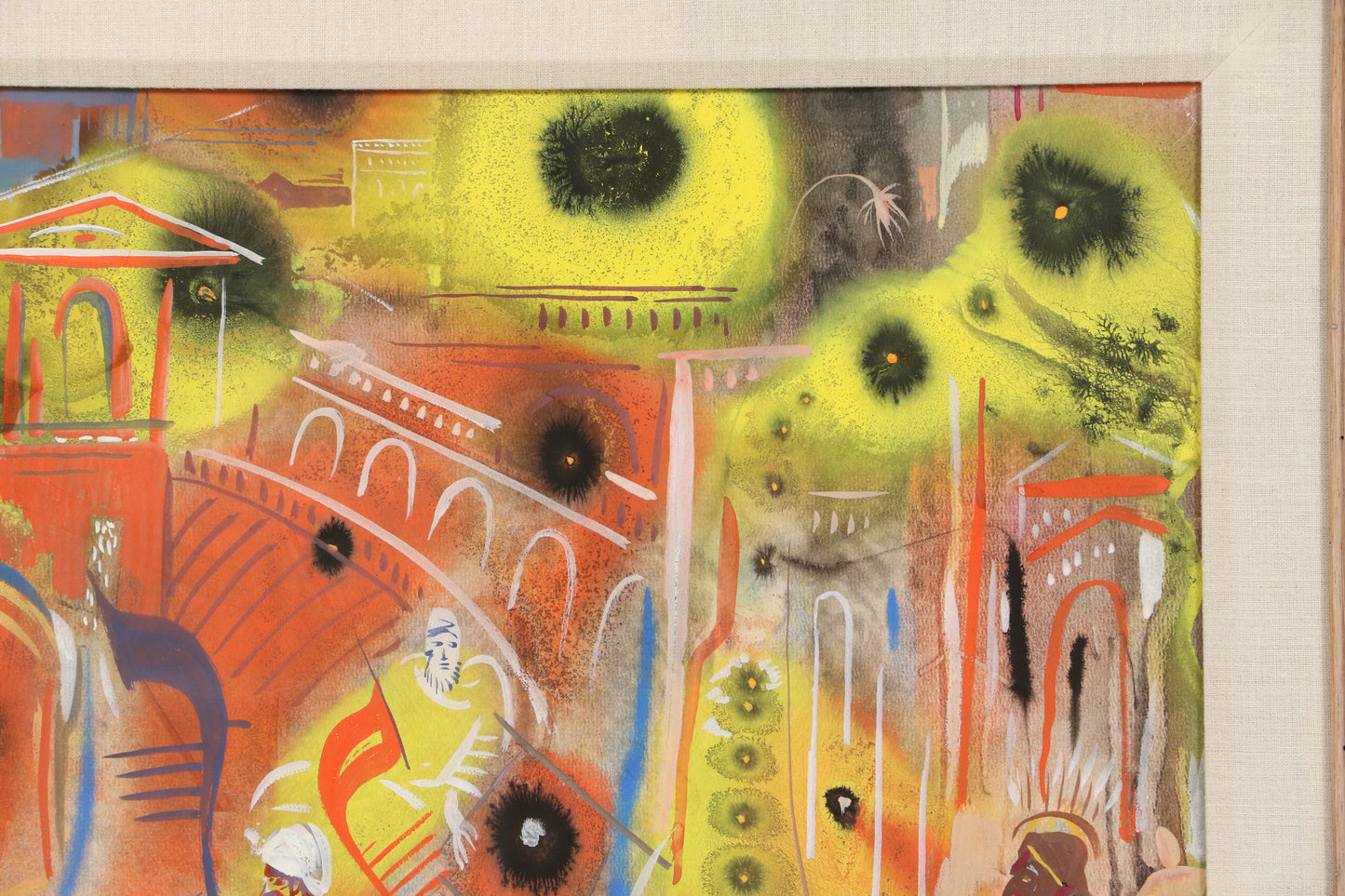Paul Travis, Ohio (1891 - 1975), Rendezvous Over India, 1956, Watercolor on paper, 19 1/2"H x 25 1/4" (sight), 28 1/2"H 34 1/4"W x 2"D (frame)