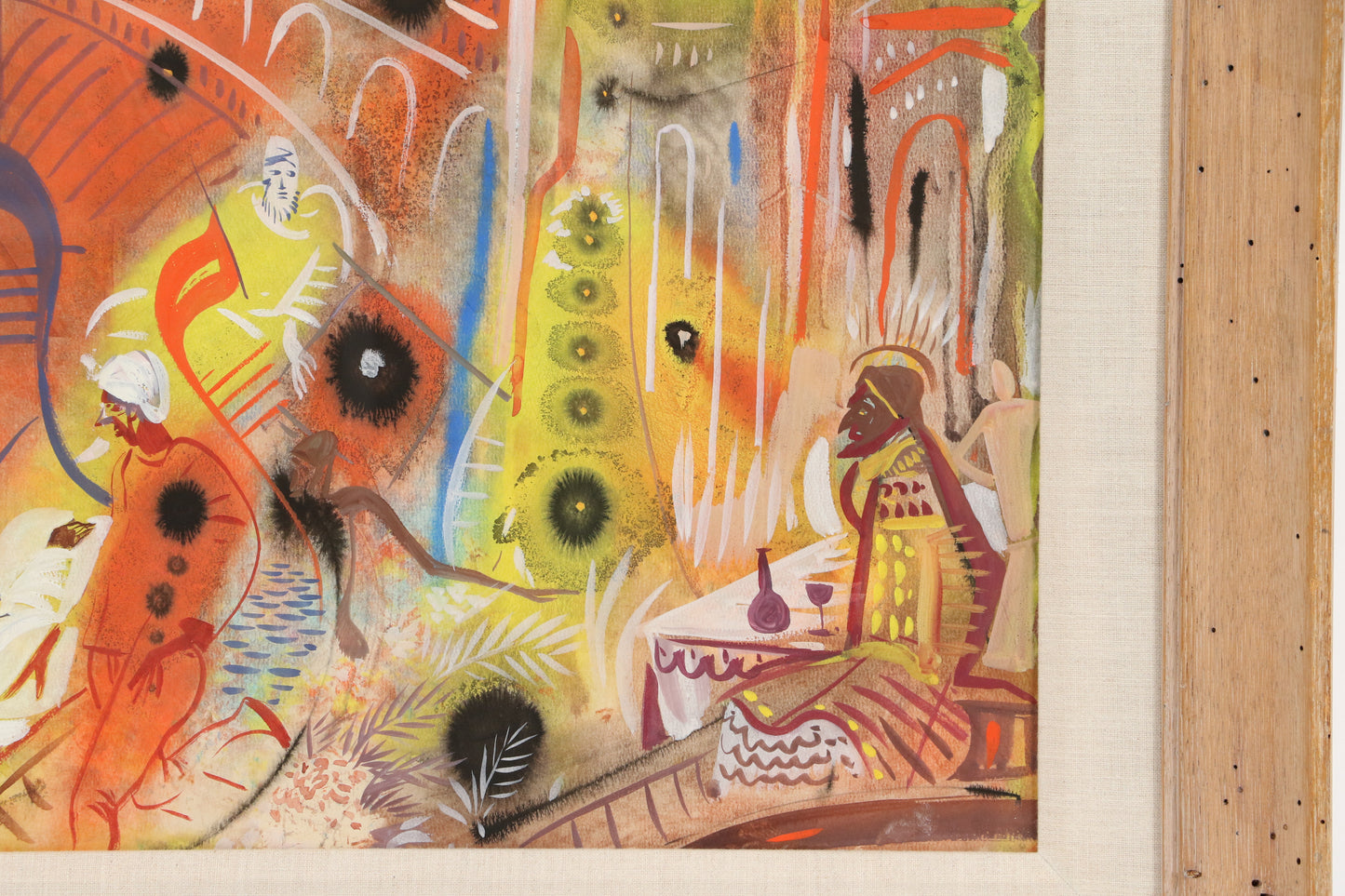 Paul Travis, Ohio (1891 - 1975), Rendezvous Over India, 1956, Watercolor on paper, 19 1/2"H x 25 1/4" (sight), 28 1/2"H 34 1/4"W x 2"D (frame)