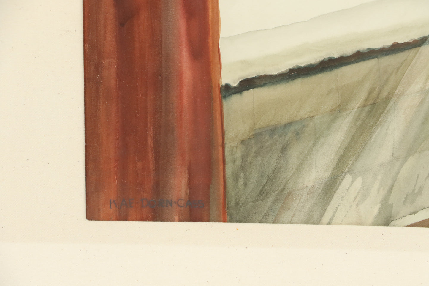 Kae Dorn Cass, Ohio (1901 - 1971), Rooftops - Cleveland, watercolor on board, 21"H x 29"W (sight), 33"H x 40 1/2"W x 1 1/4"D (frame)