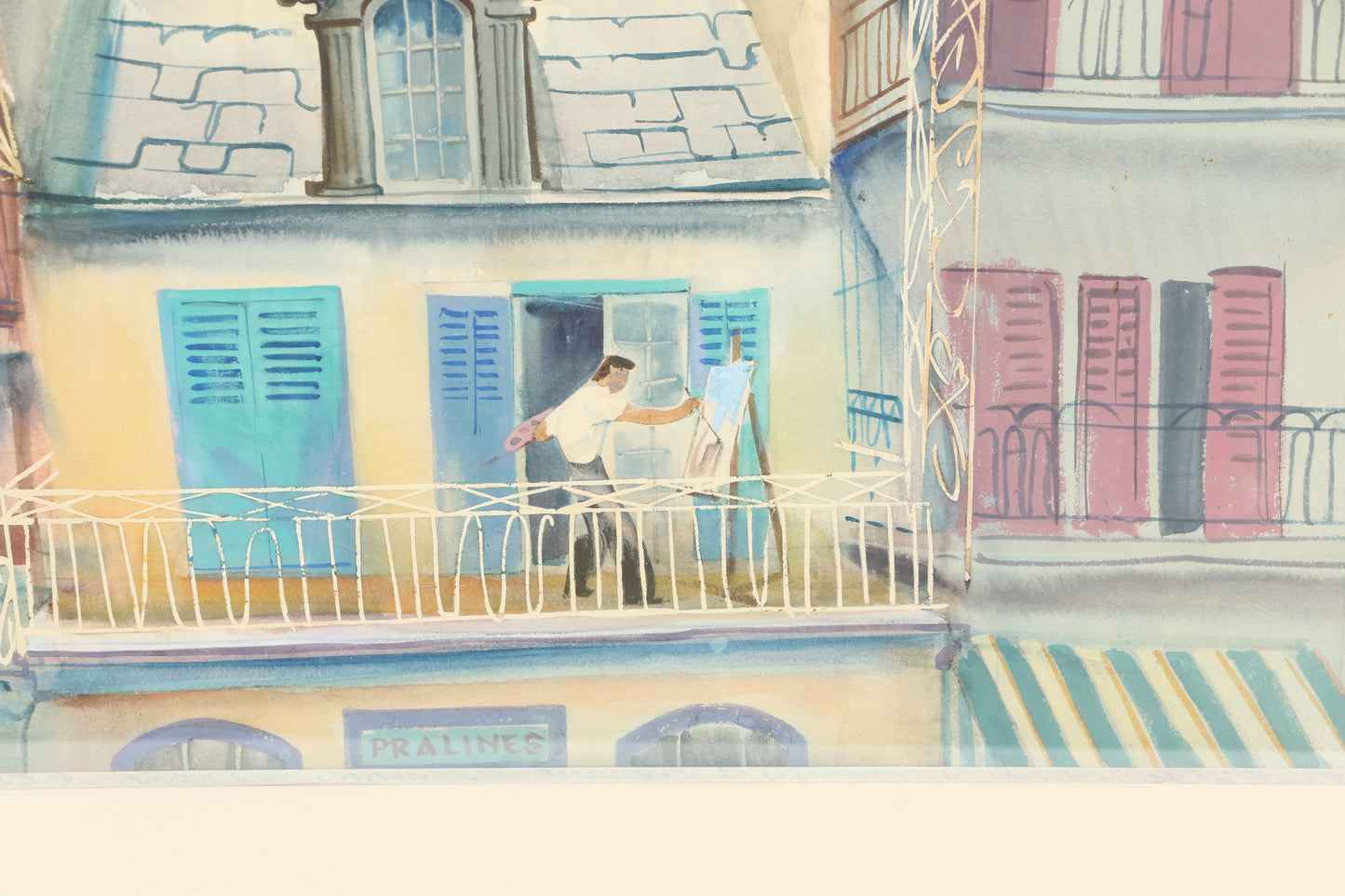 Joseph Jicha, Austria / Hungary / Ohio (1901 - 1960), New Orleans, watercolor on paper, 20 1/4"H x 29"W (sight), 29 3/4"H x 38 1/2W x 1"D (frame)