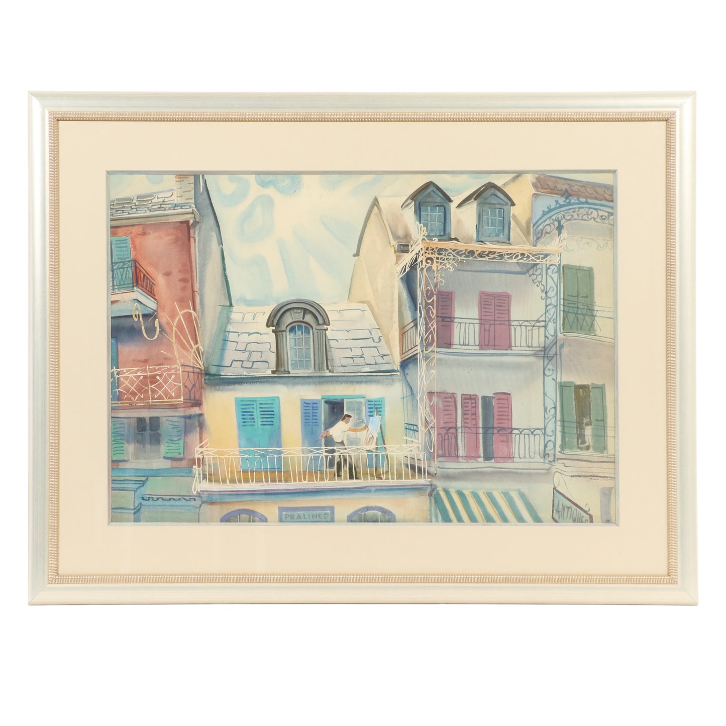 Joseph Jicha, Austria / Hungary / Ohio (1901 - 1960), New Orleans, watercolor on paper, 20 1/4"H x 29"W (sight), 29 3/4"H x 38 1/2W x 1"D (frame)