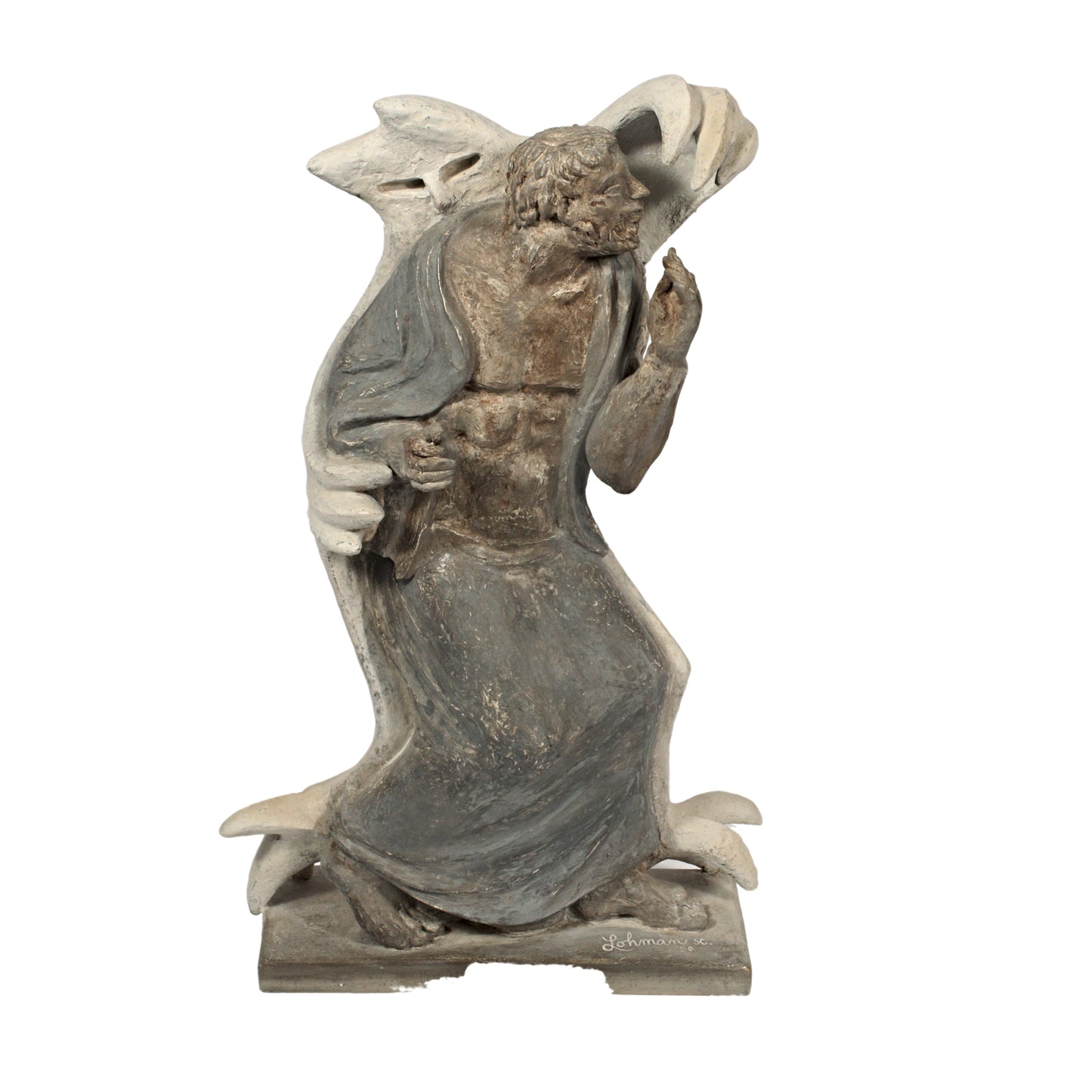 Robert Lohman, Indiana (1919-2001), Haunted, 1950, plaster and pigment, 21"H x 13"W x 7"D