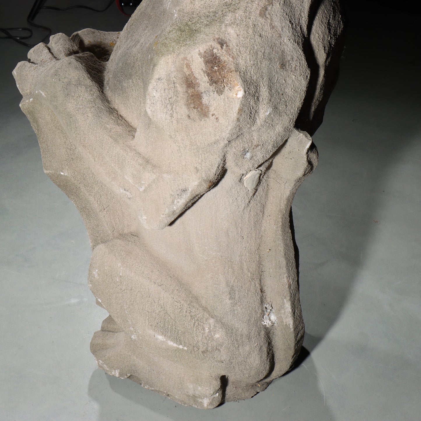 Heraldic Lion Guardian; full body gargoyle/grotesque beast with shield: 1920s Harlem, New York, Gothic Style Architectural Limestone Facade Carving. 45 1/2"H x 18"W