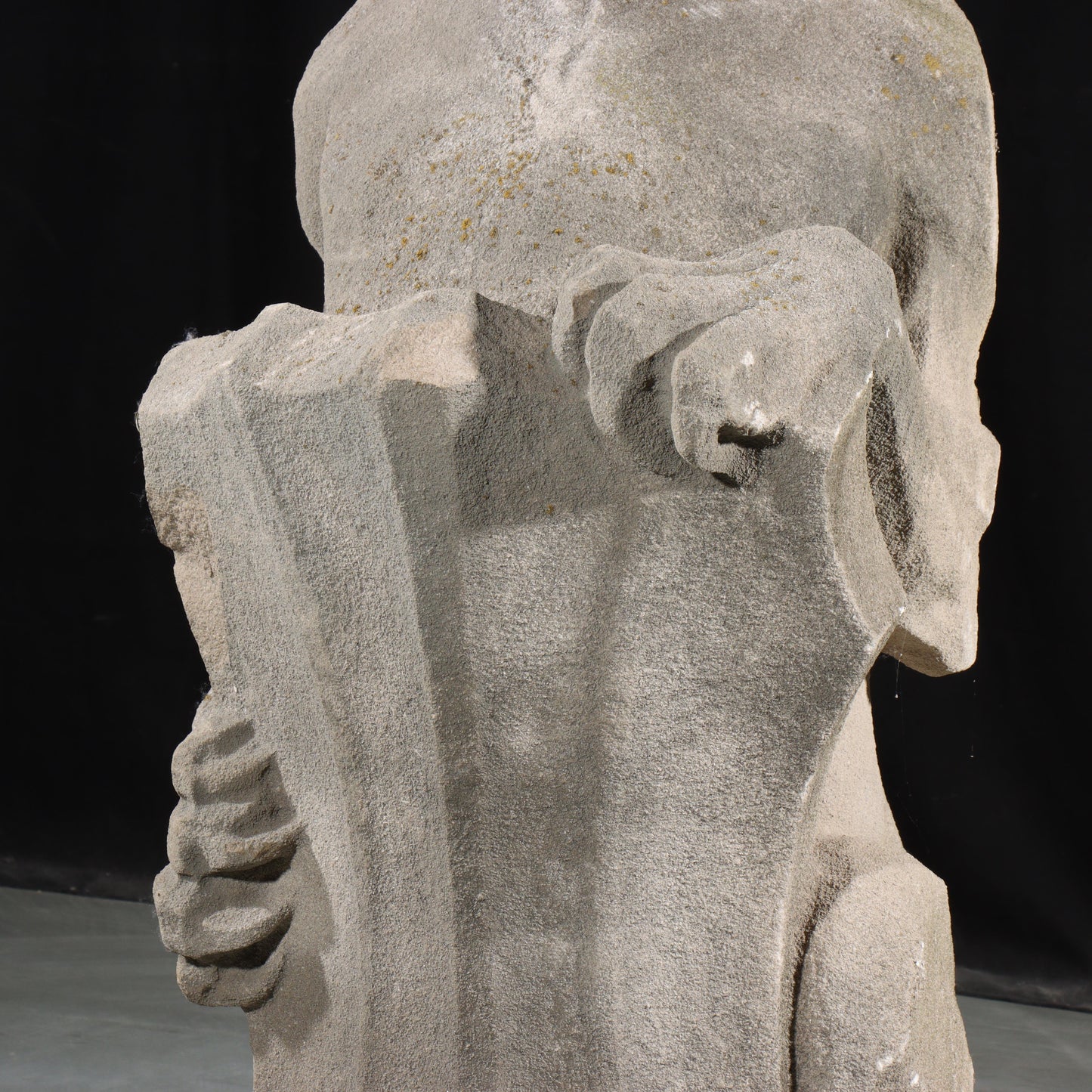 Heraldic Lion Guardian; full body gargoyle/grotesque beast with shield: 1920s Harlem, New York, Gothic Style Architectural Limestone Facade Carving. 45 1/2"H x 18"W