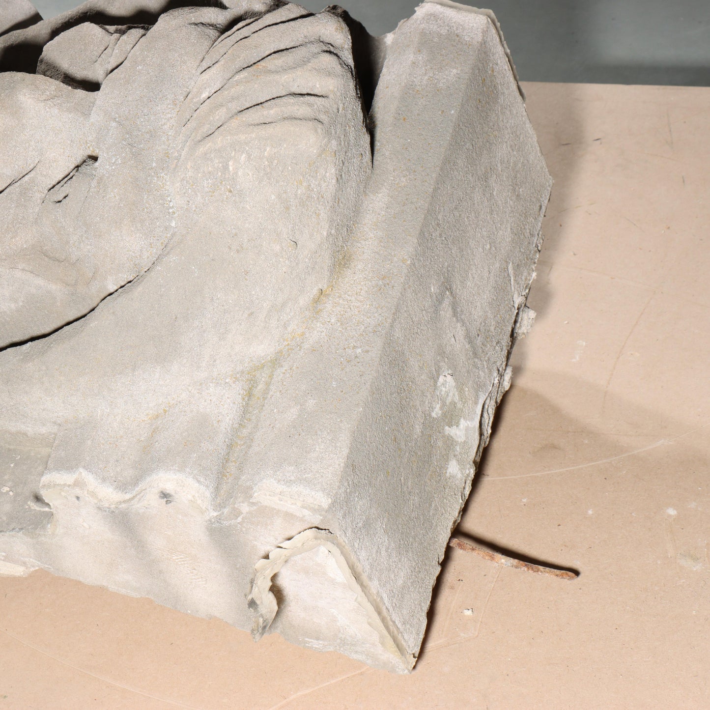 Human face gargoyle/grotesque screaming woman/man; 1920s Harlem, New York, Gothic Style Architectural Limestone Facade Carving 23"H x 18"W