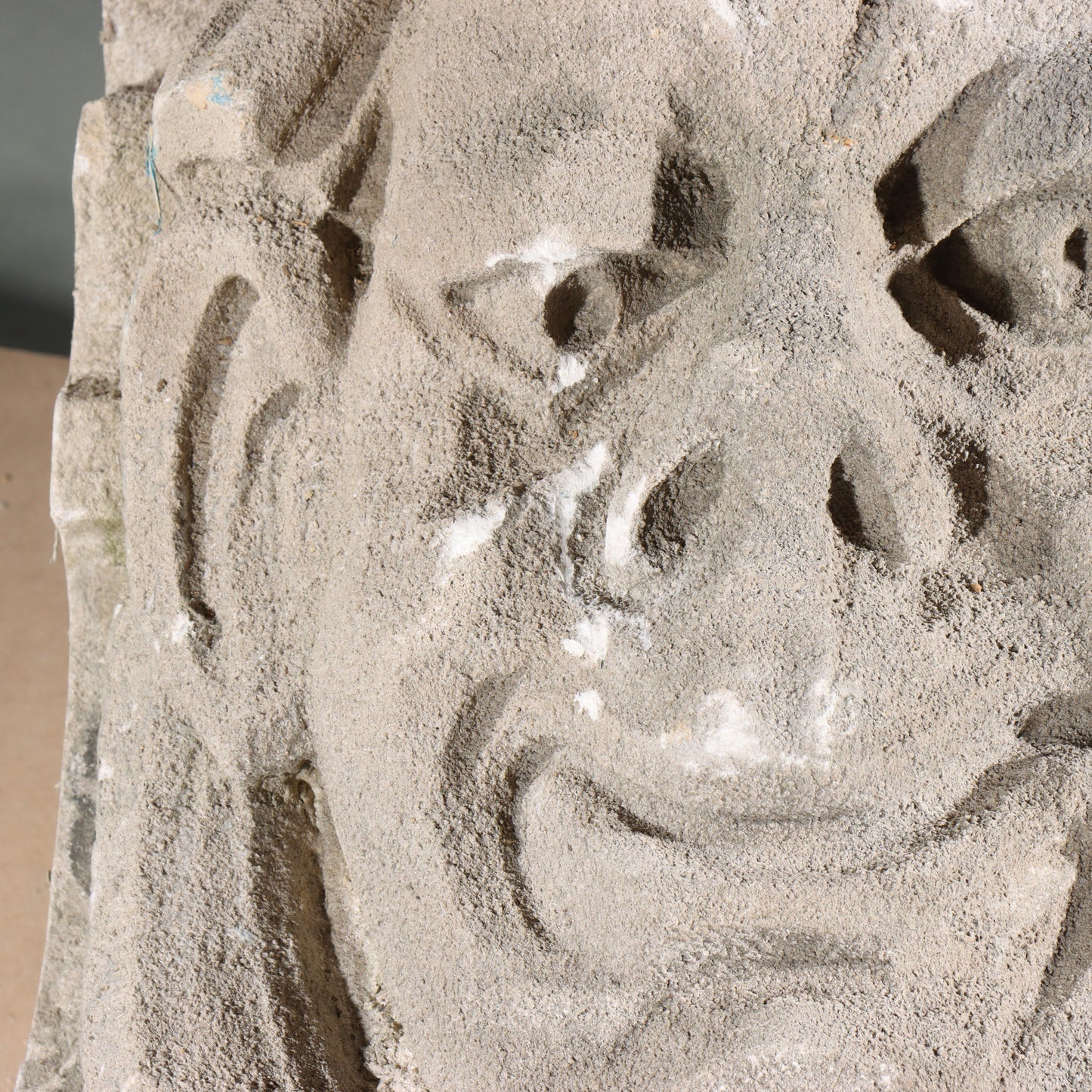 Human face gargoyle/grotesque grinning man; 1920s Harlem, New York, Gothic Style Architectural Limestone Facade Carving 18"H x 15"W x 15"D