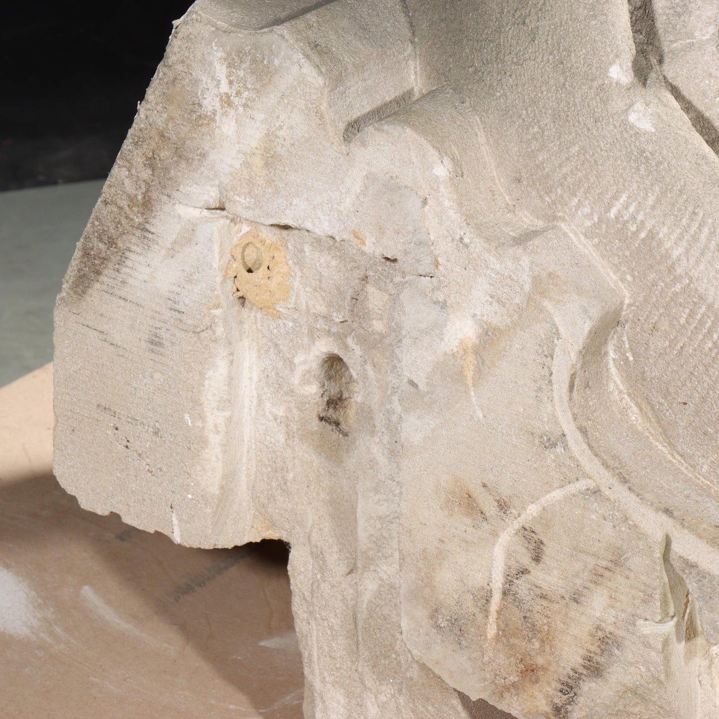 Human face gargoyle/grotesque screaming man; 1920s Harlem, New York, Gothic Style Architectural Limestone Facade Carving 20"H x 15"W