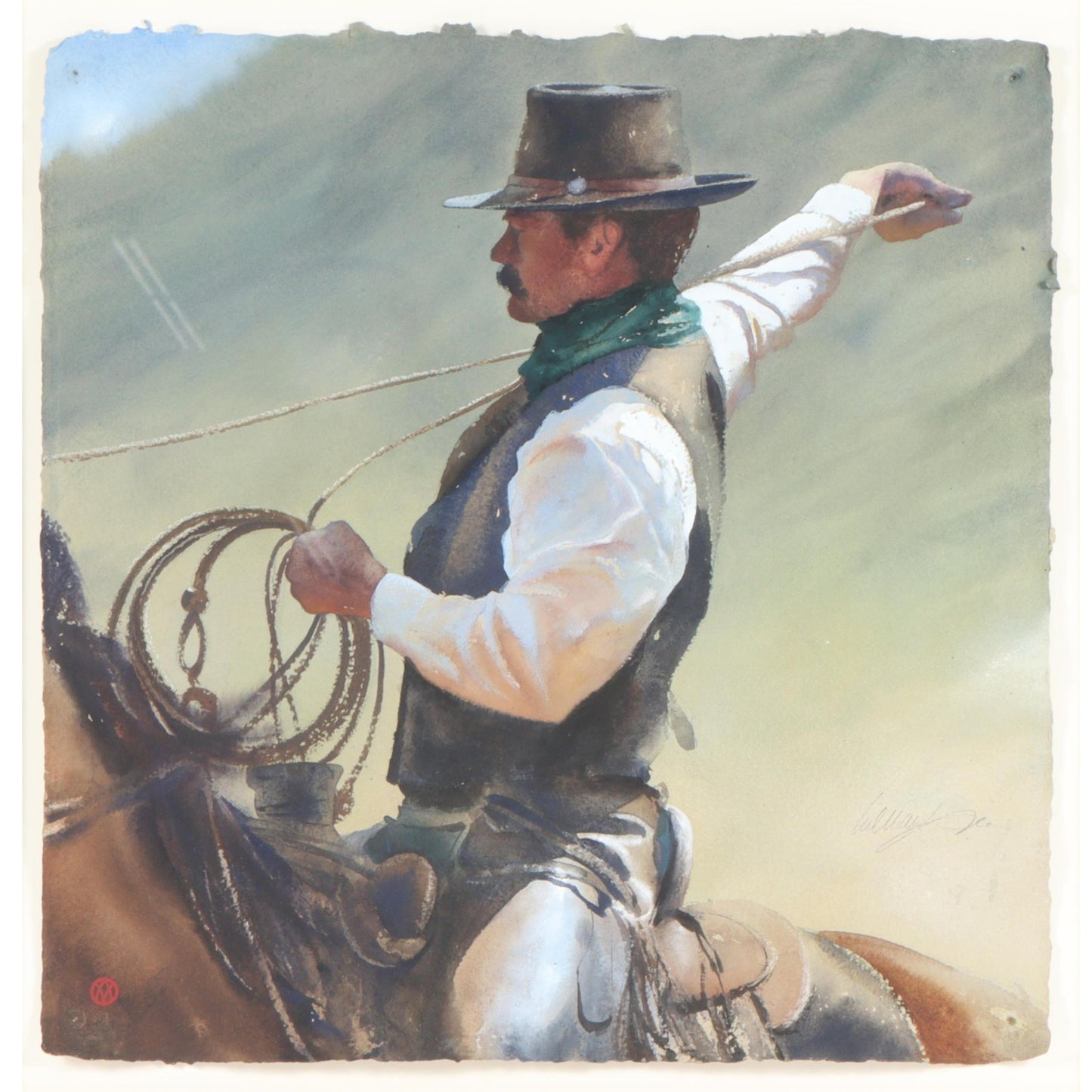 William Matthews, American (b. 1949), No Slack, watercolor on paper, 19"H x 19"W(paper), 29 3/4"H x 29 3/4"W(frame)